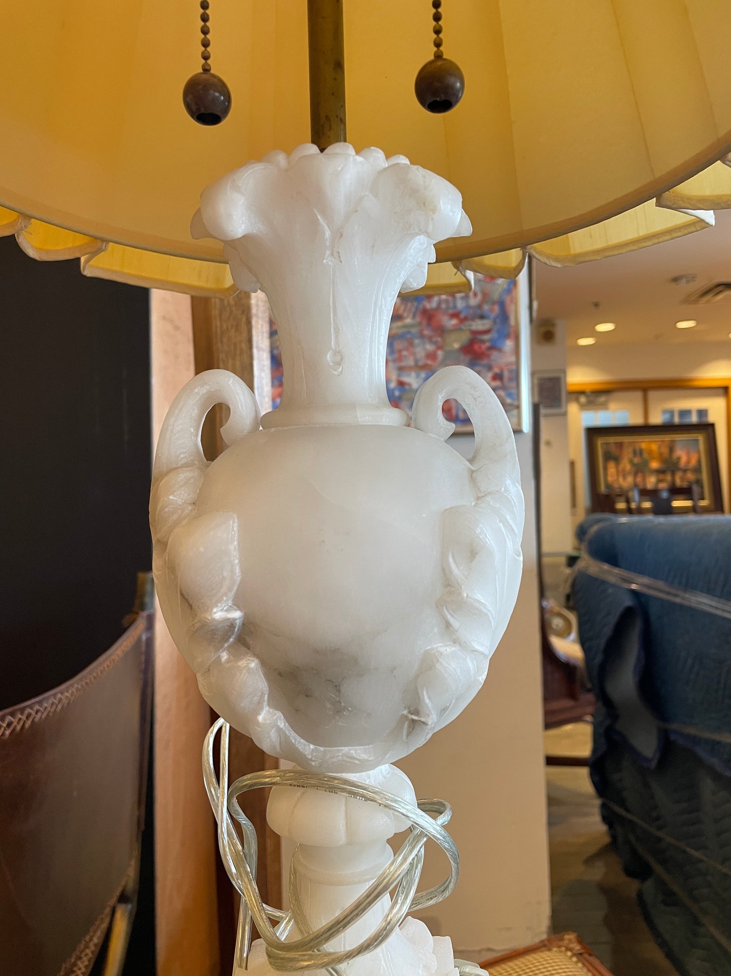 Pr. Vintage Alabaster Urn Lamps, as is (0GV002)