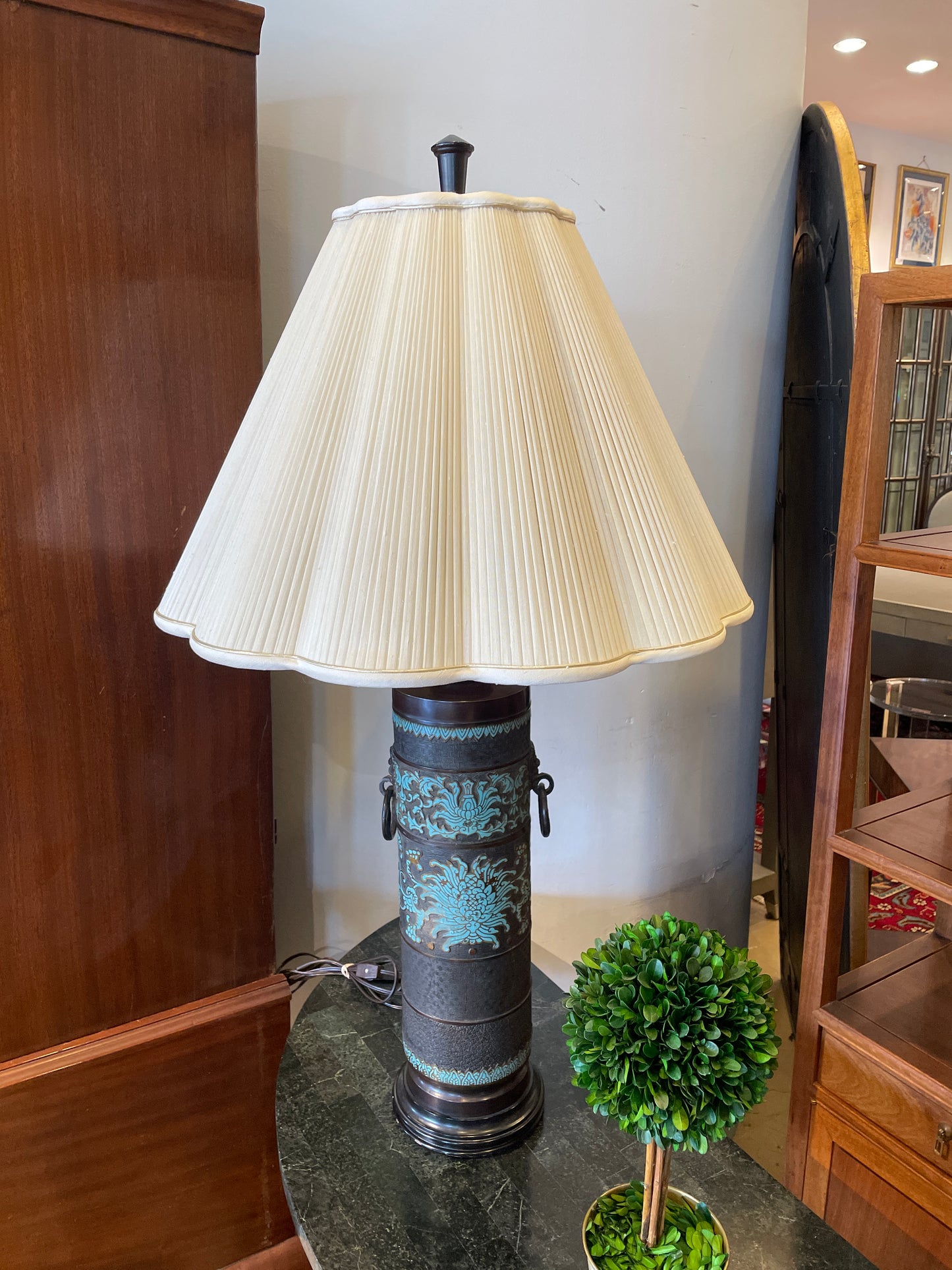Japanese Bronze Cloisonne Lamp, Marked Marbro (0GV001)