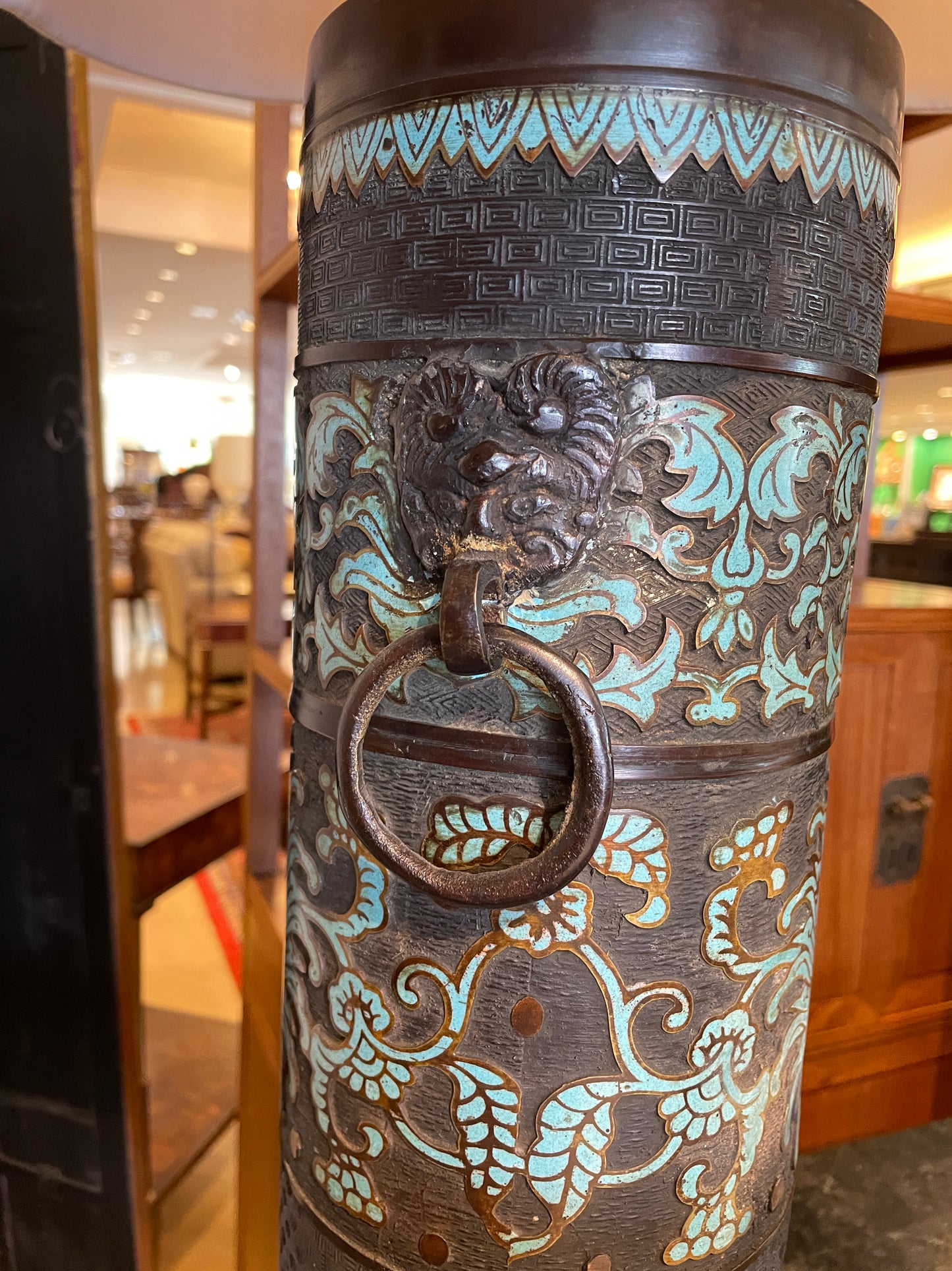 Japanese Bronze Cloisonne Lamp, Marked Marbro (0GV001)
