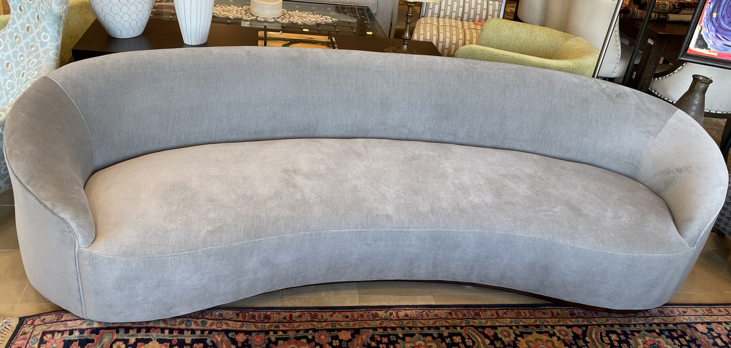 Custom Gray Velvet sofa attr to Restoration Hardware 1950s Shelter (0G000T)