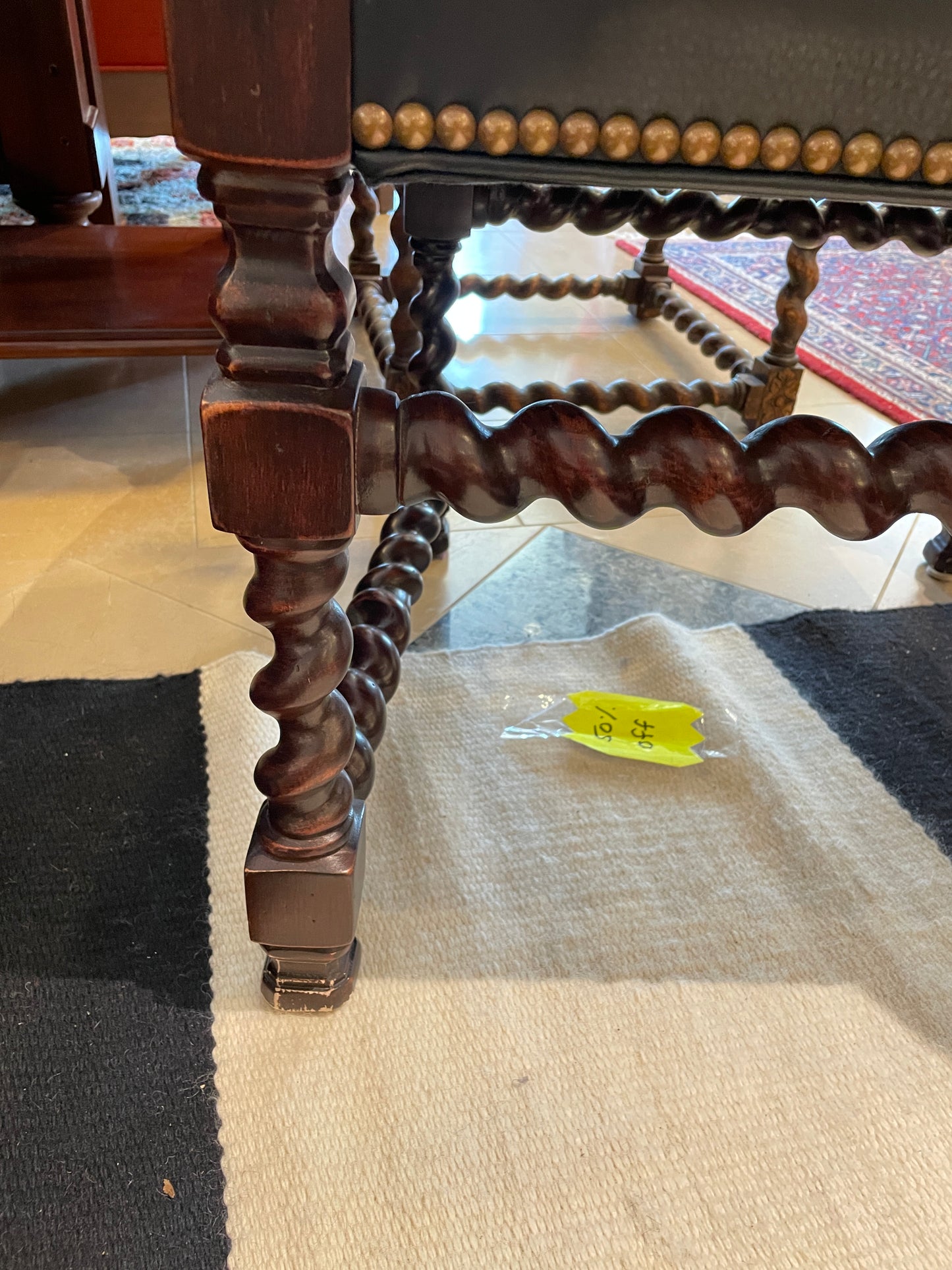 Reproduction Leather Barley Twist French Renaissance chair (Two Available) (0G0019)