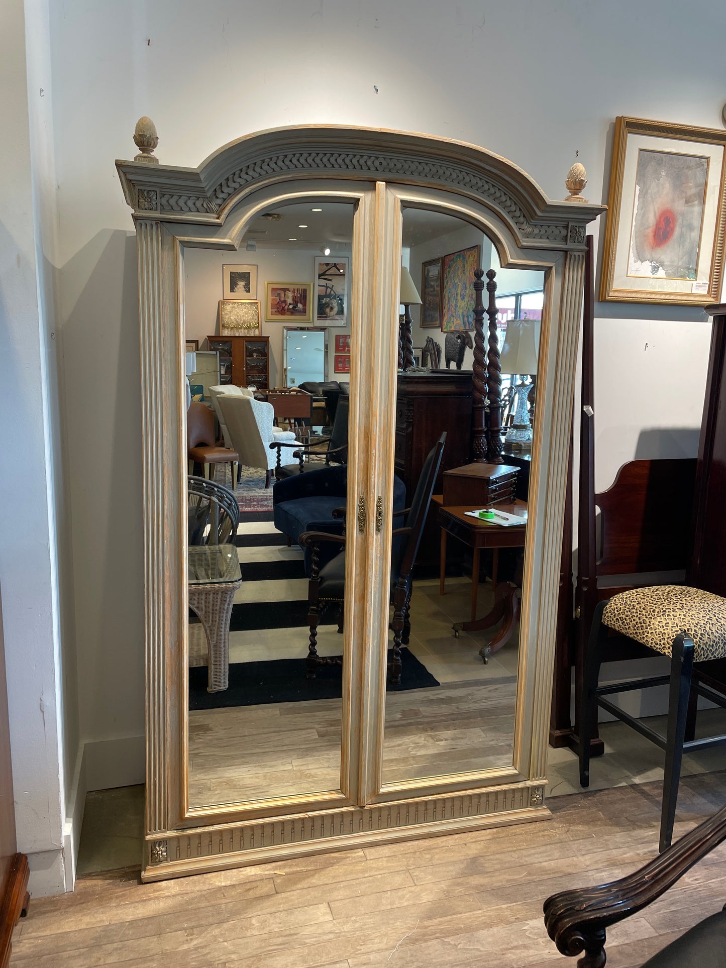 Antique Directoire Mirrored Breakdown Armoire, late 19th Century (0G000X)