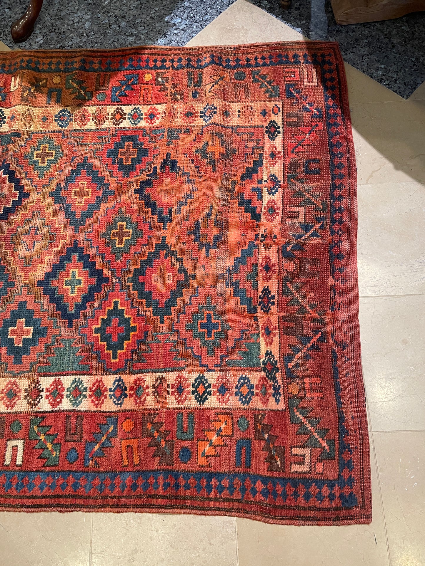 Naturally Dyed Antique Anatolian Runner, Turkish (4'4x8'10) (0JL00B)