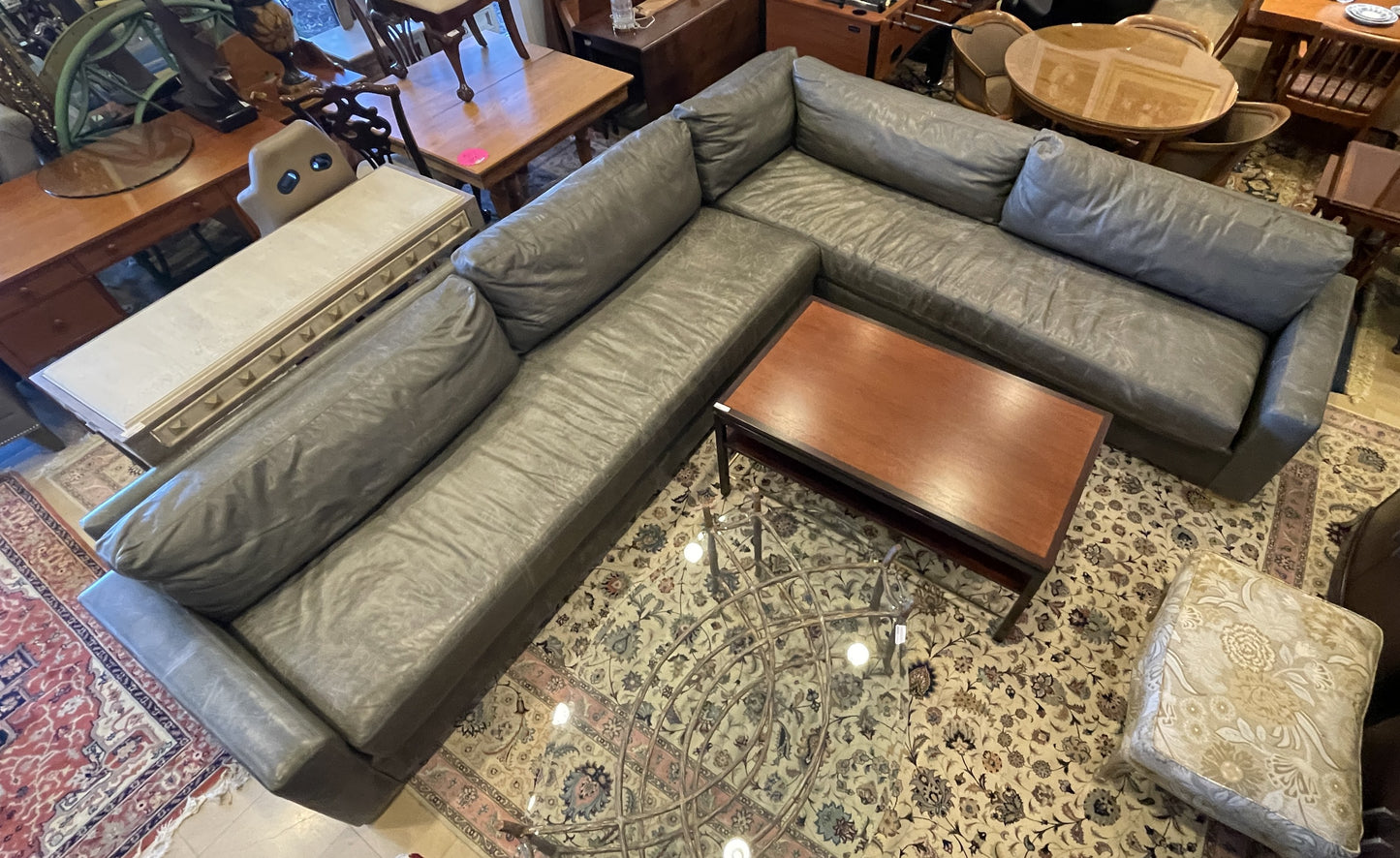 Restoration Hardware Maxwell Sectional, AS IS in Gray Italian Brompton Leather (0GW006)
