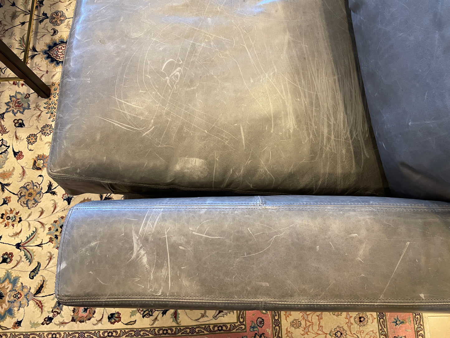 Restoration Hardware Maxwell Sectional, AS IS in Gray Italian Brompton Leather (0GW006)