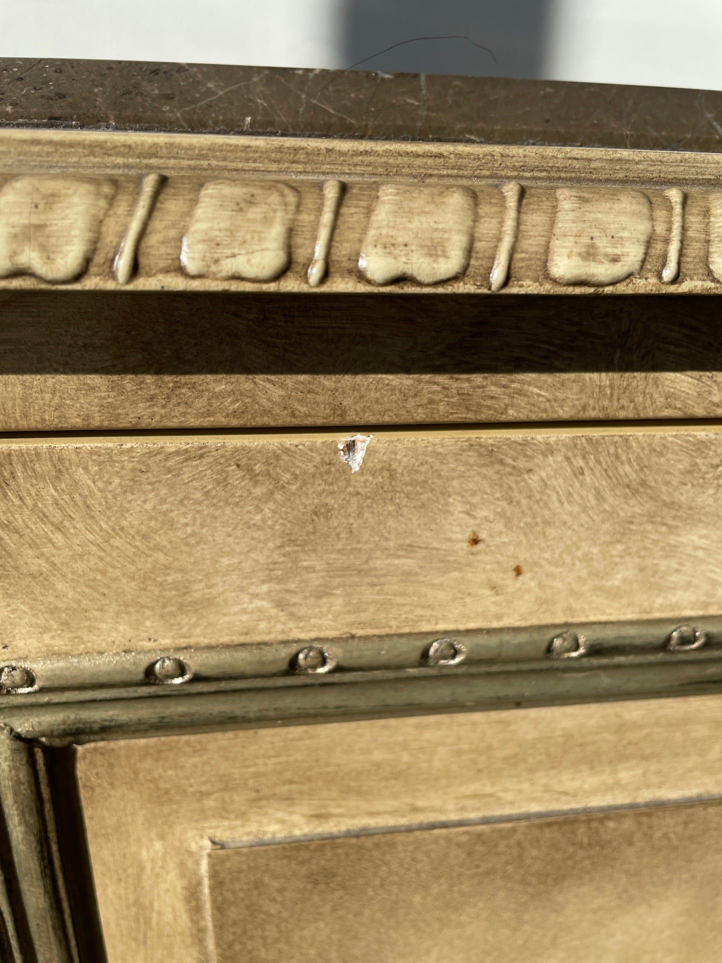 Faux Finished Console Cabinet with Marble inset top, AS IS (0GW009)