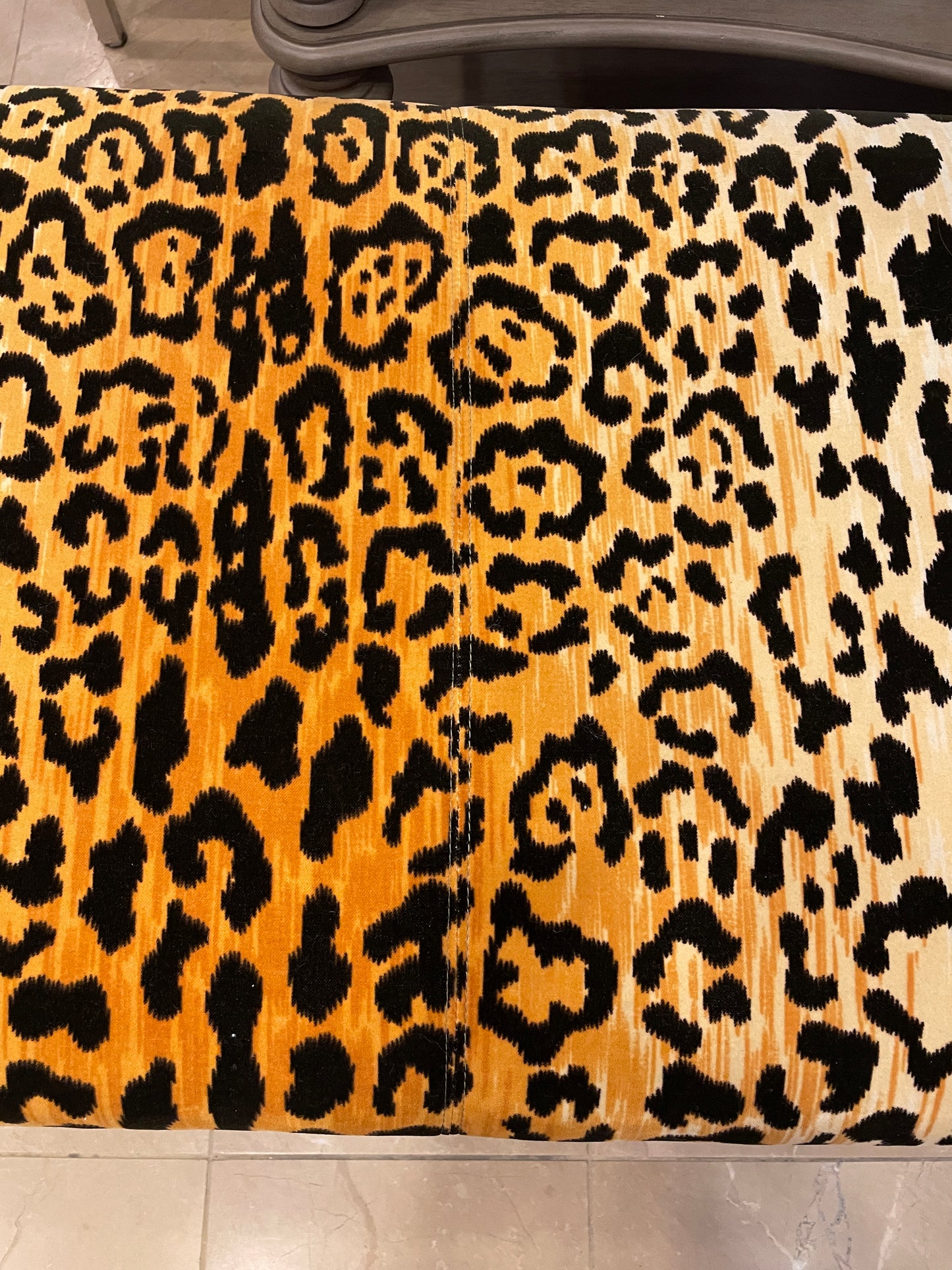 Century "Valence" Bench with Leopard Print Upholstery (0KP003)