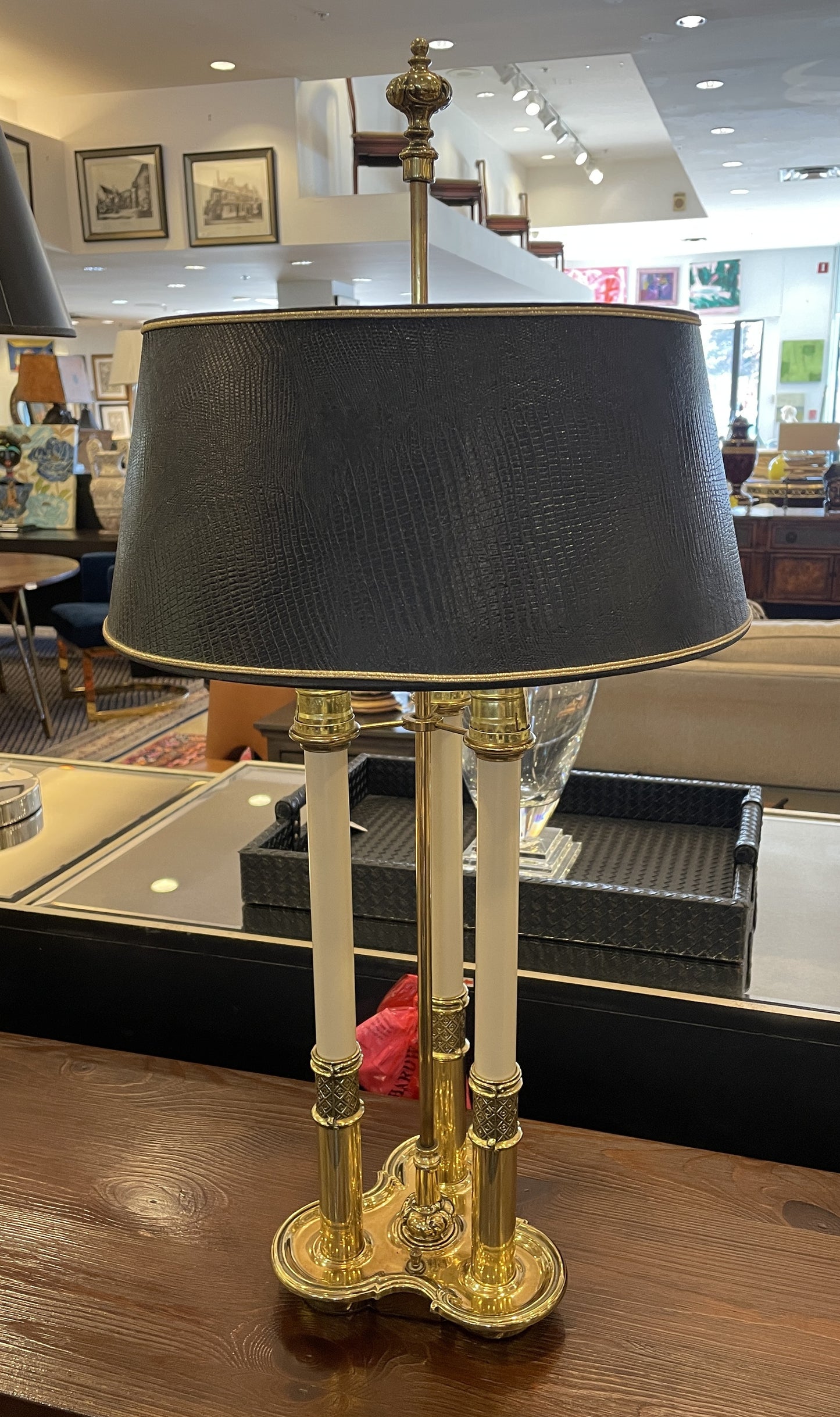 Regency Style Brass Desk Lamp with three Candle lights (0GZ00F)
