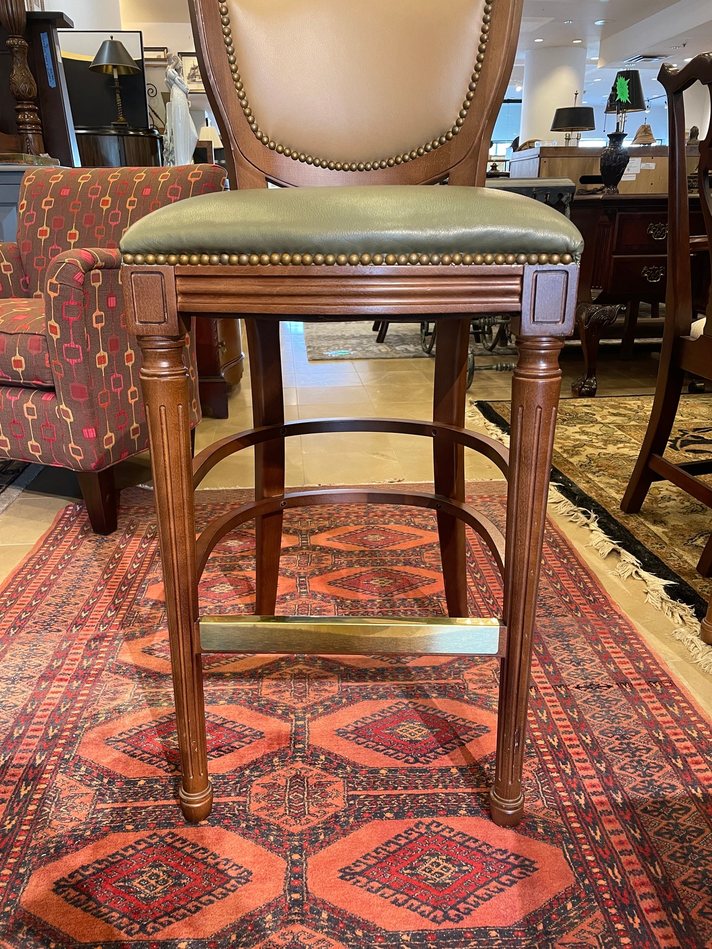 Shelby Williams Custom Leather Barstool (Six Available) (036001)