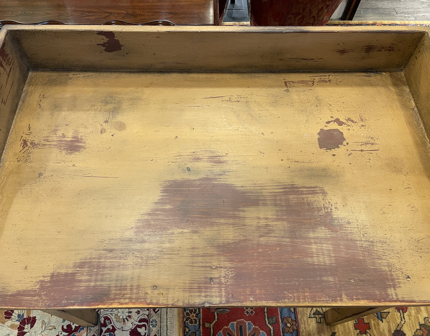 Custom Primitive Yellow Over Red Desk, Signed 2007 (0C4007)