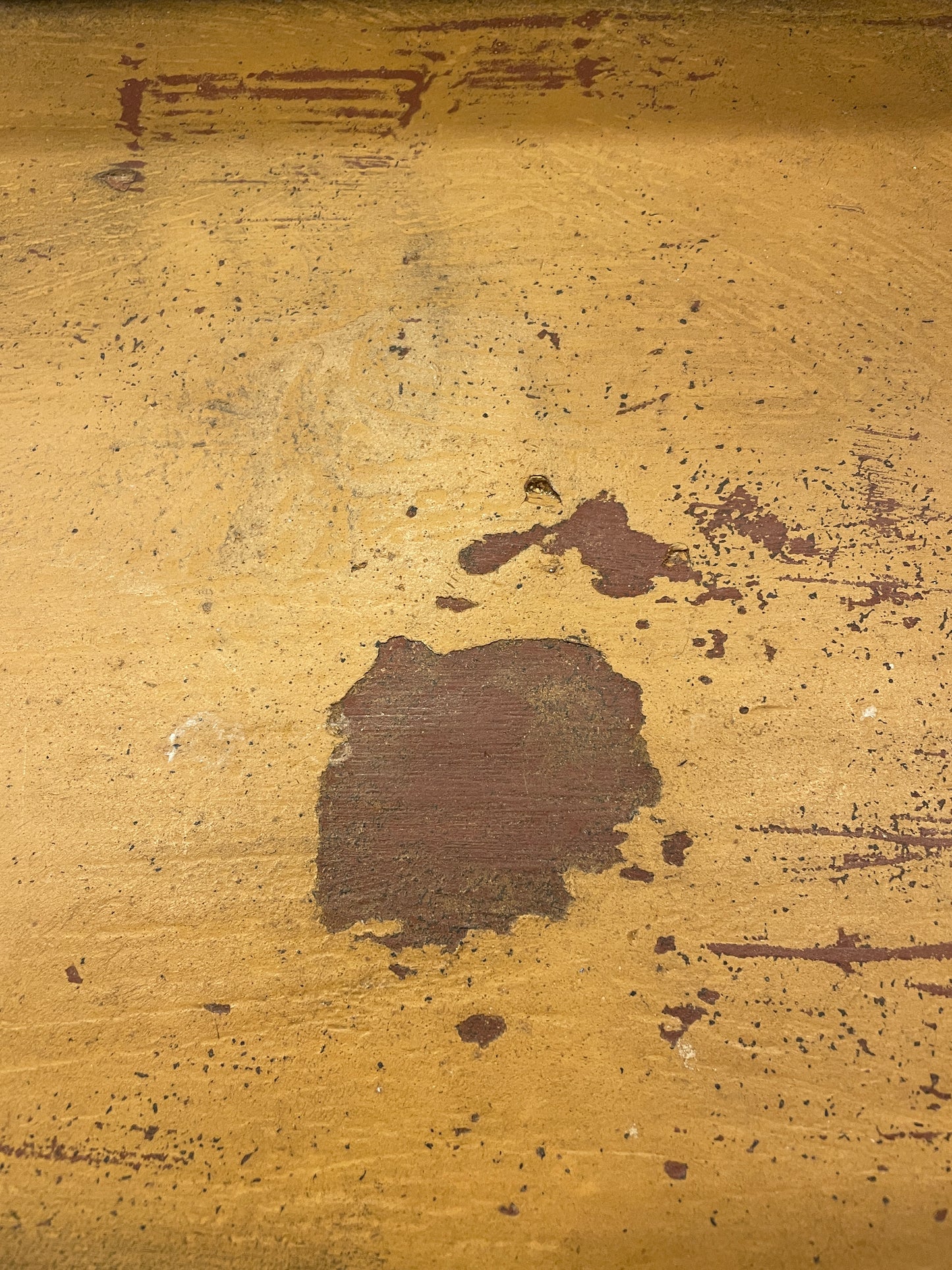 Custom Primitive Yellow Over Red Desk, Signed 2007 (0C4007)