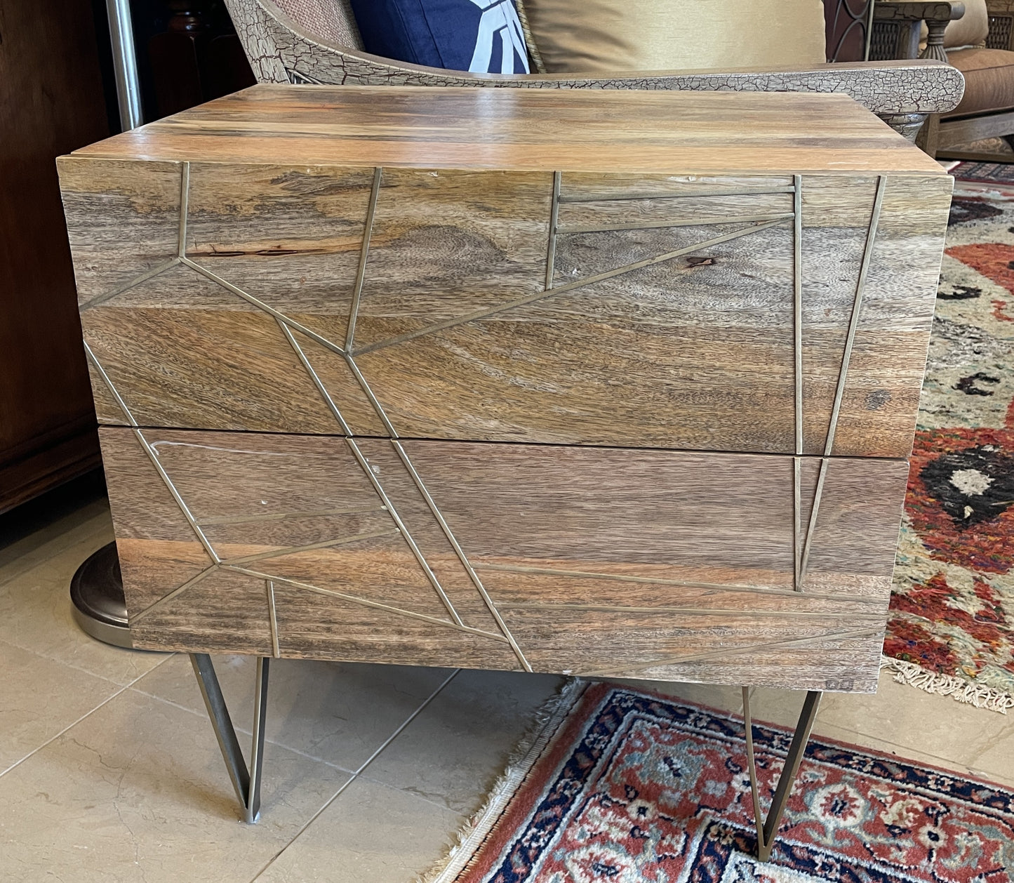 West Elm mangowood two drawer chest (0H300E)