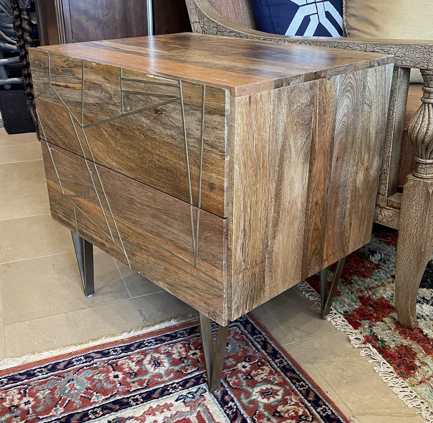 West Elm mangowood two drawer chest (0H300E)