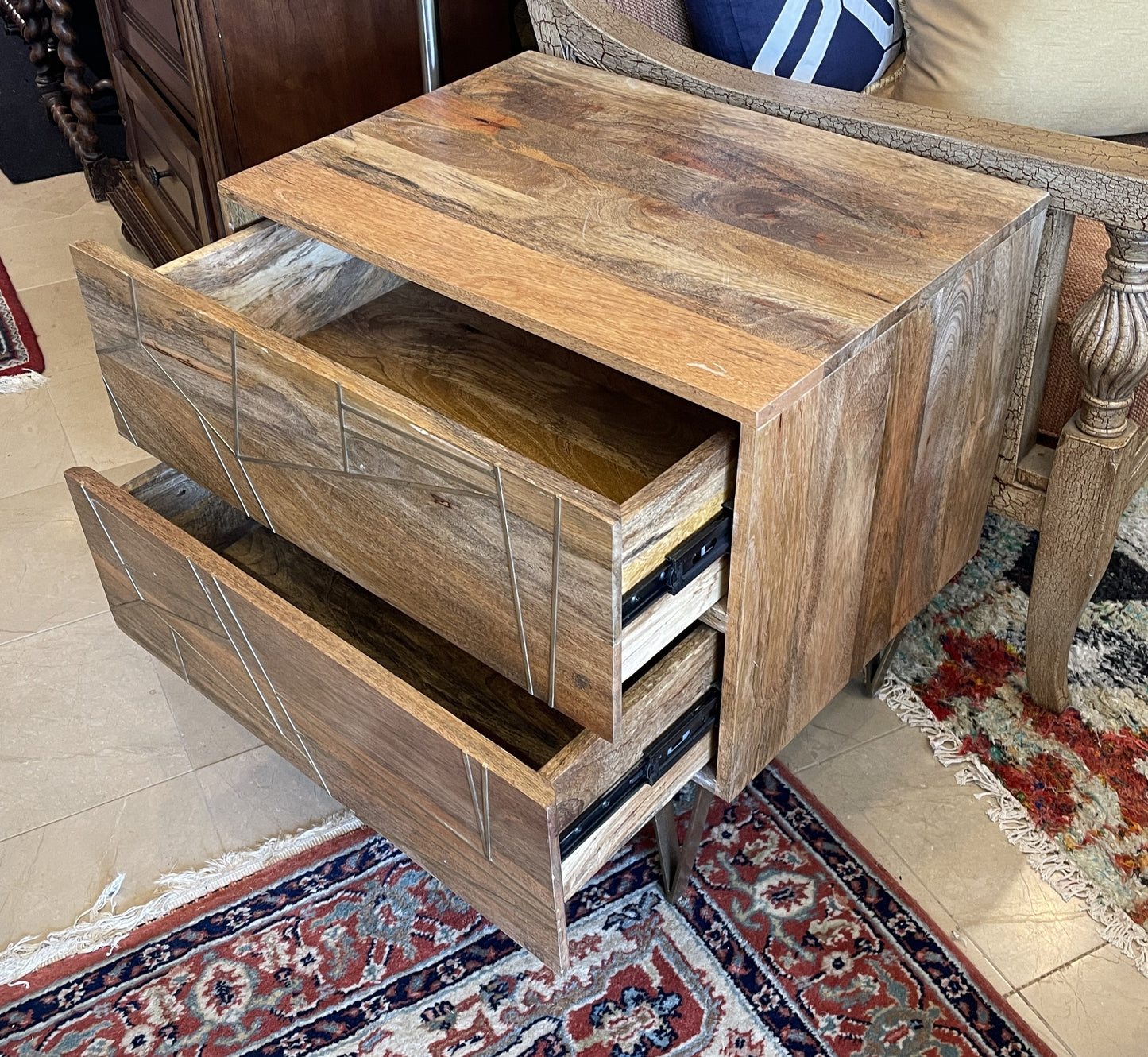 West Elm mangowood two drawer chest (0H300E)