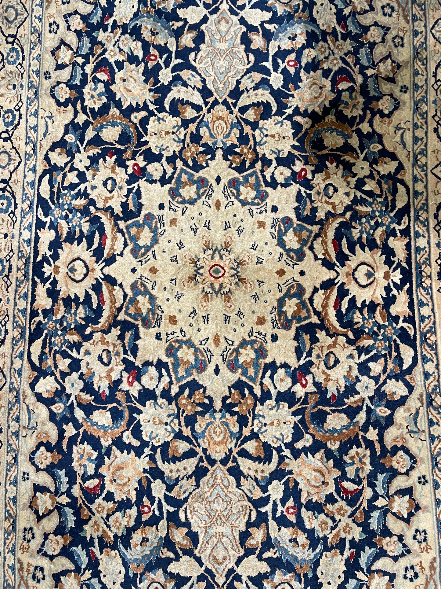 Hand Knotted Blue and Cream Rug (6.6x3) (68VYV6)