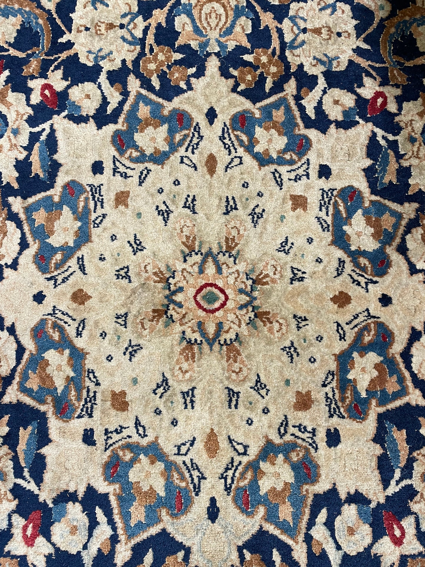 Hand Knotted Blue and Cream Rug (6.6x3) (68VYV6)