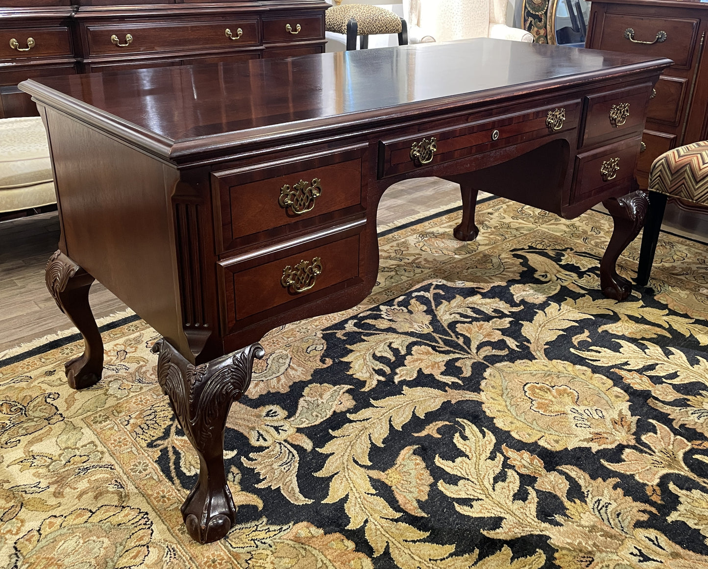Antique French Birdseye and Bamboo 3/4 Bed