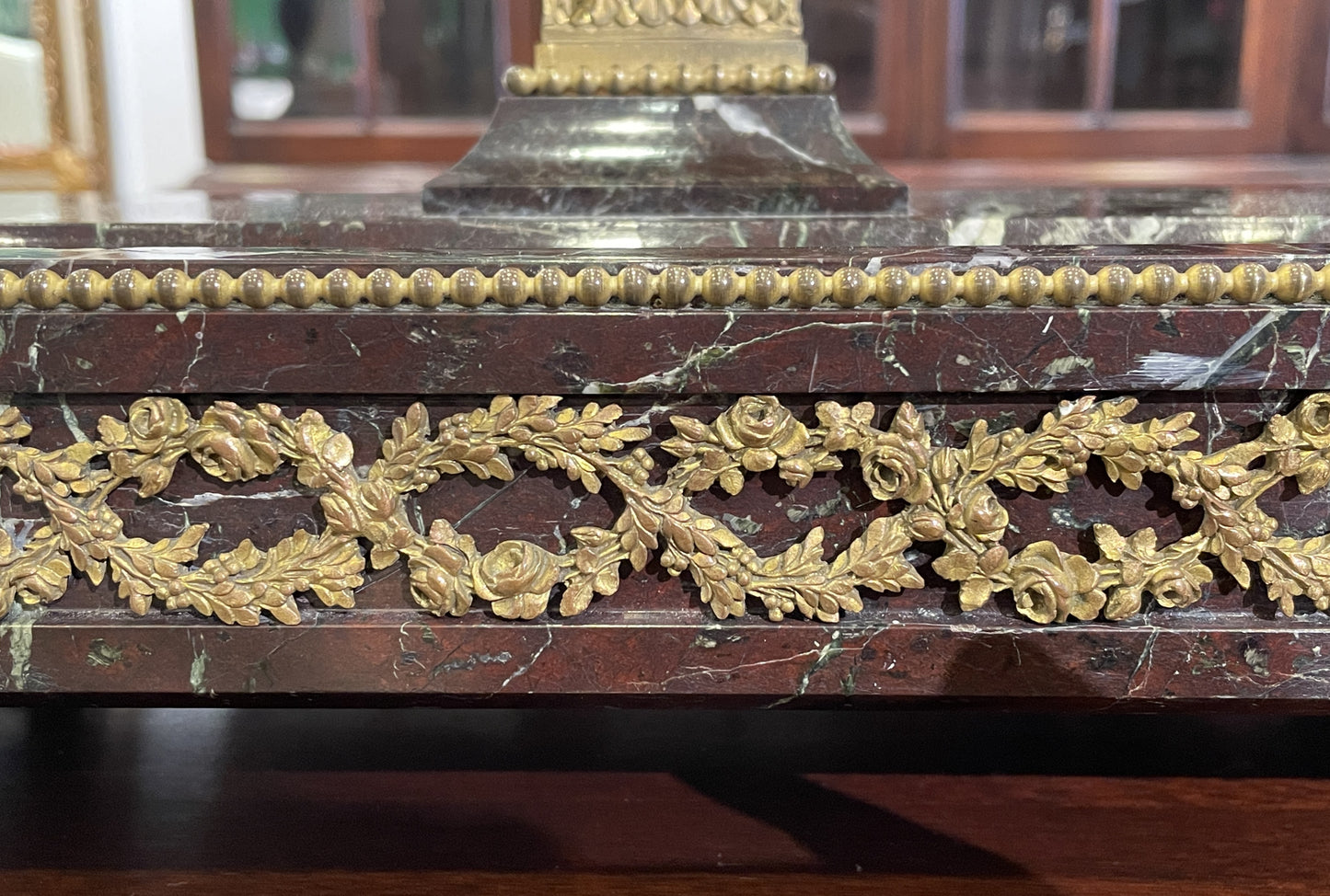 French Marble and Bronze Inkwell with Urn, Vintage (03G00H)