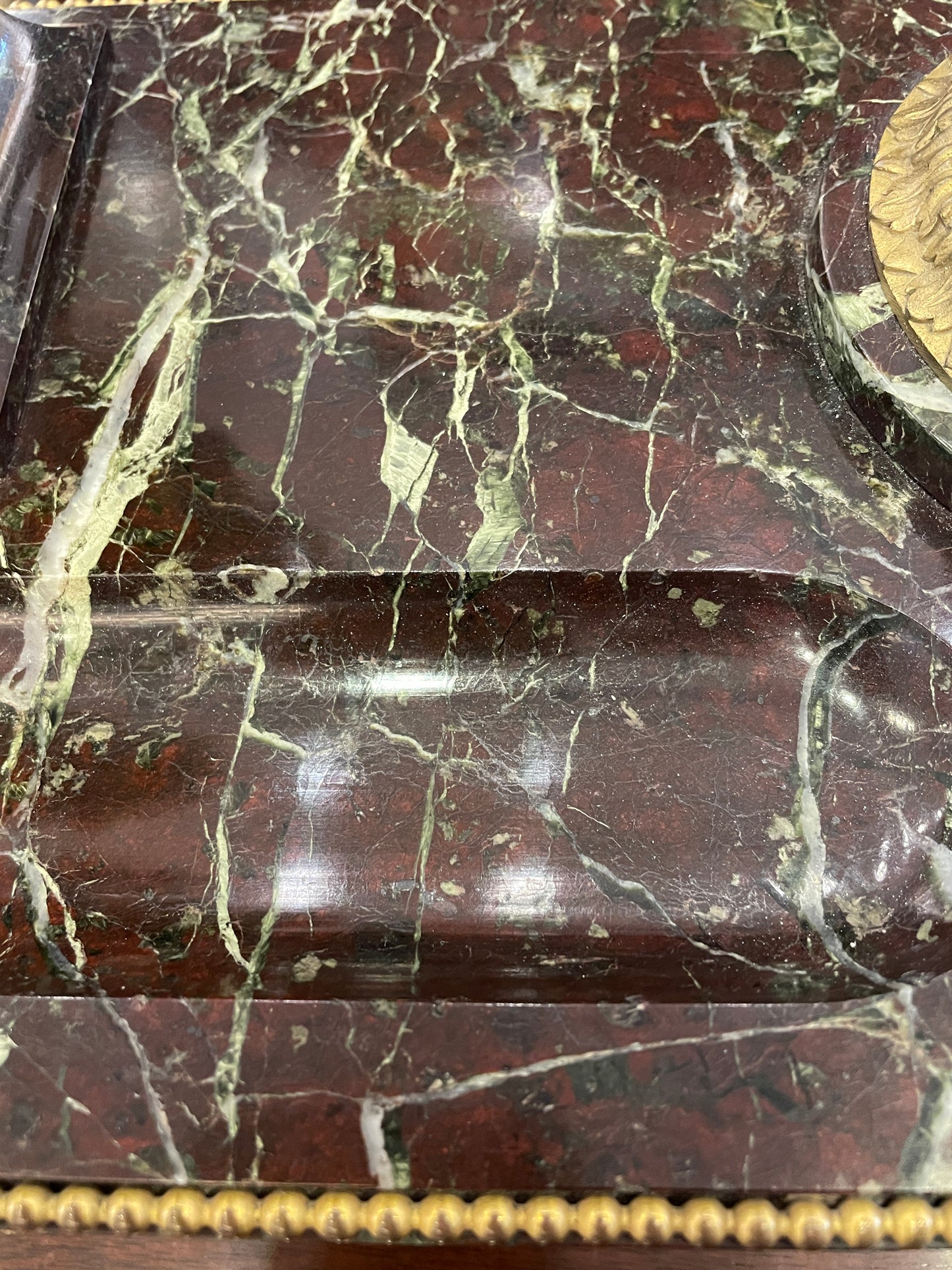 French Marble and Bronze Inkwell with Urn, Vintage (03G00H)