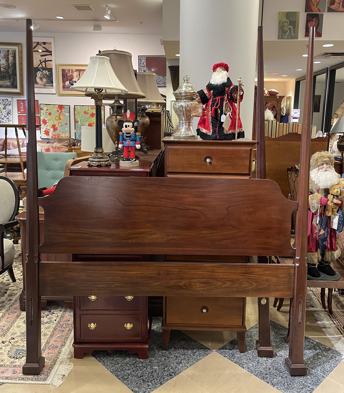 Henkel Harris Mahogany Canopy Queen Bed (3Q18X3)