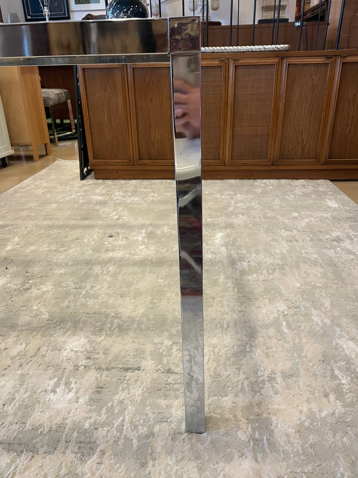 Milo Baughman Chrome & Glass Dining Table, AS IS (0A900T)