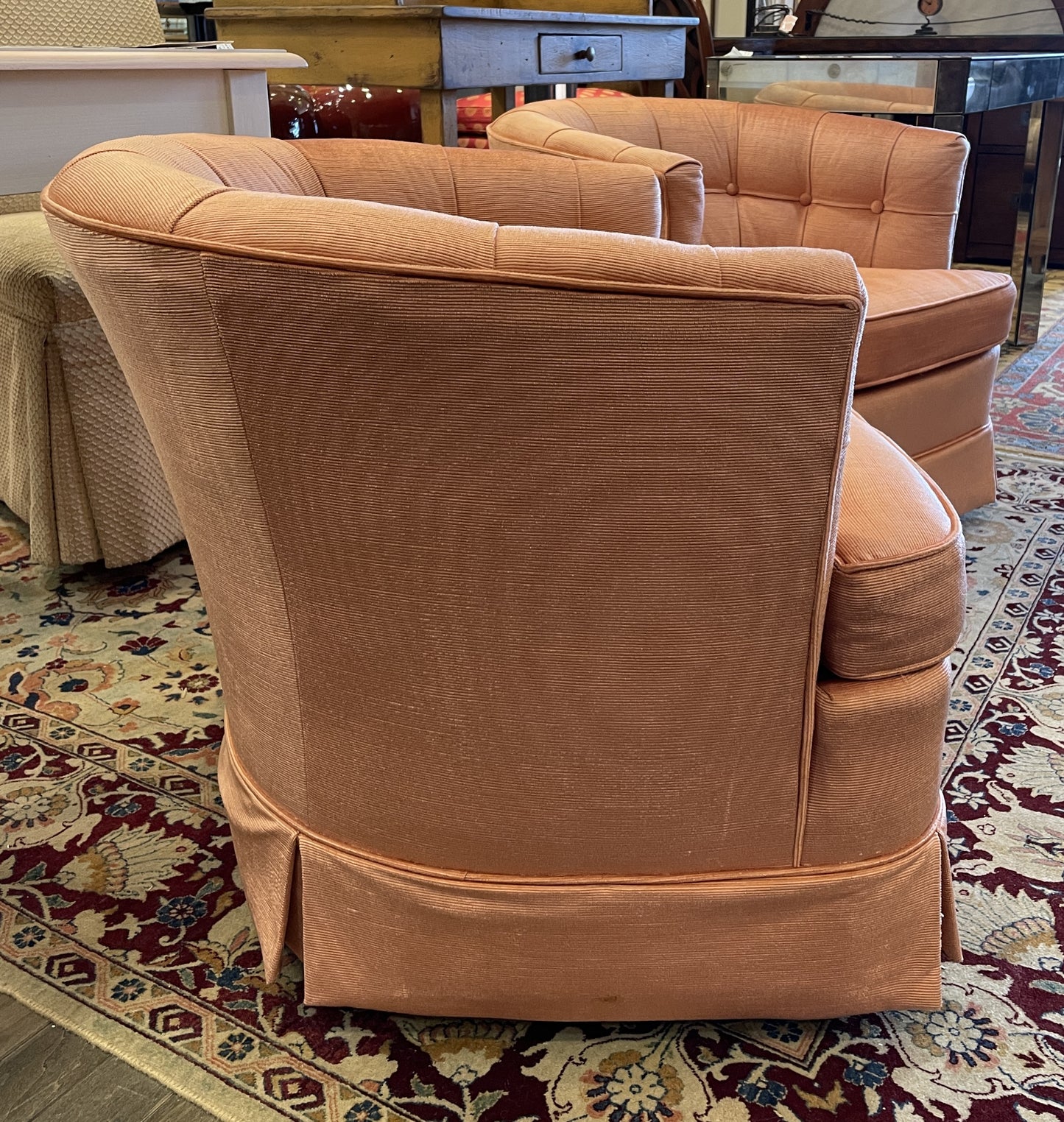 Pr. Vintage Drexel Bucket Chairs on Casters (0CZ001)