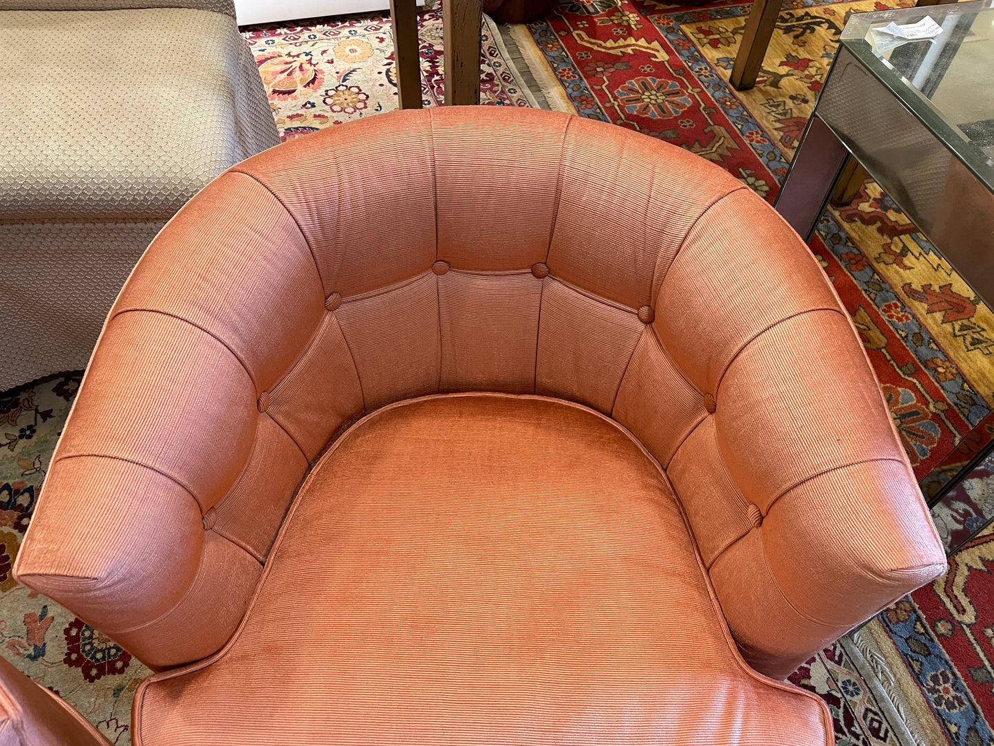 Pr. Vintage Drexel Bucket Chairs on Casters (0CZ001)
