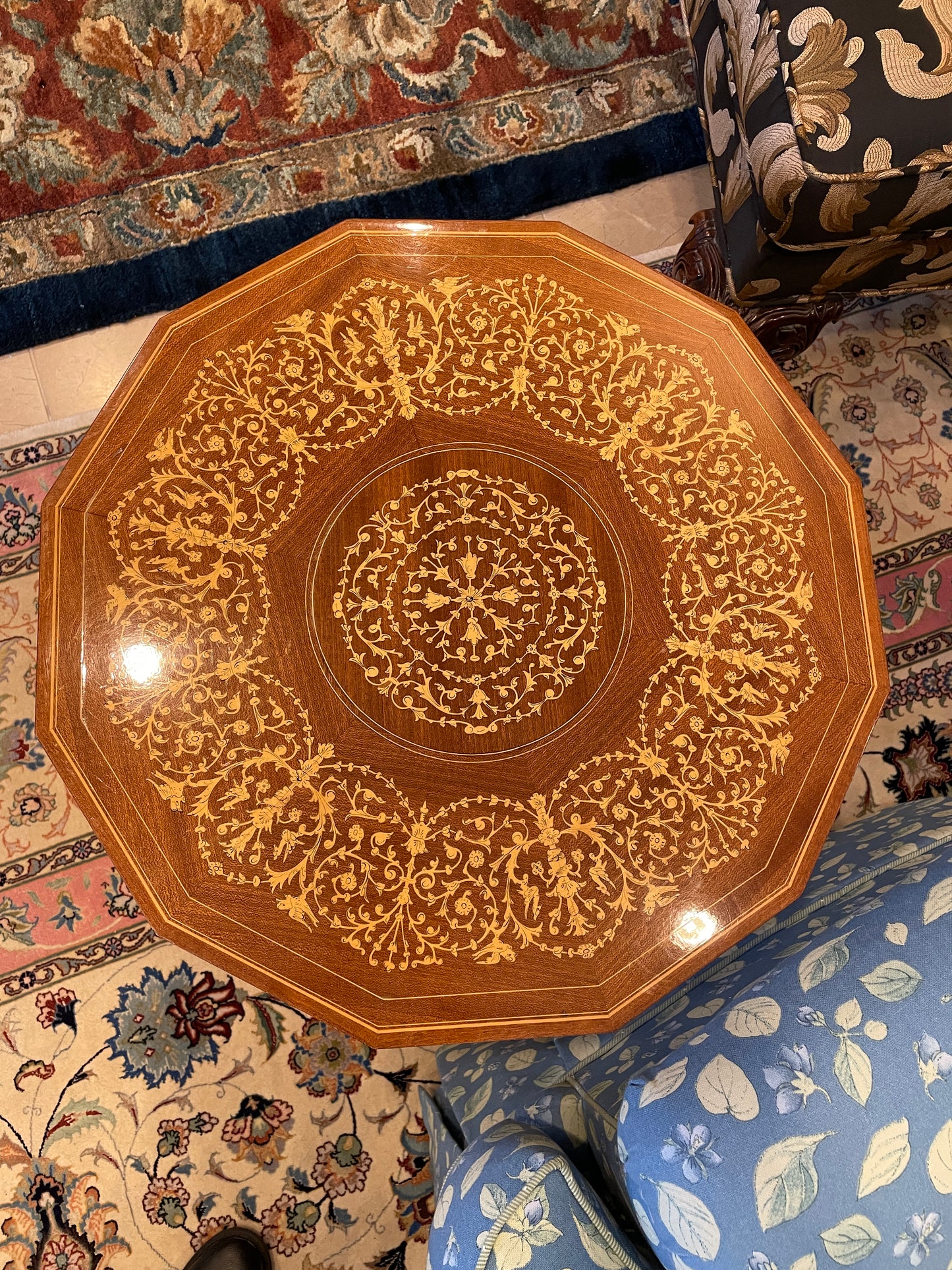 Italian Marquetry Music Box Table AS IS (OCW001)