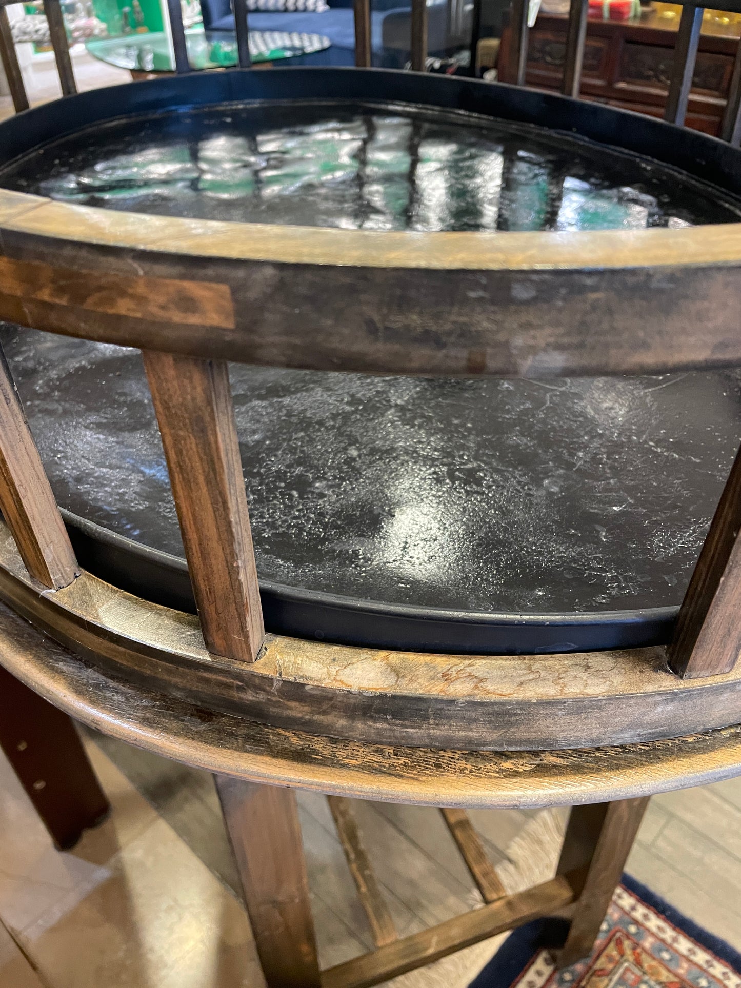 Vienna Liquor Stand/ Plant Stand with insert, AS IS (0H6002)