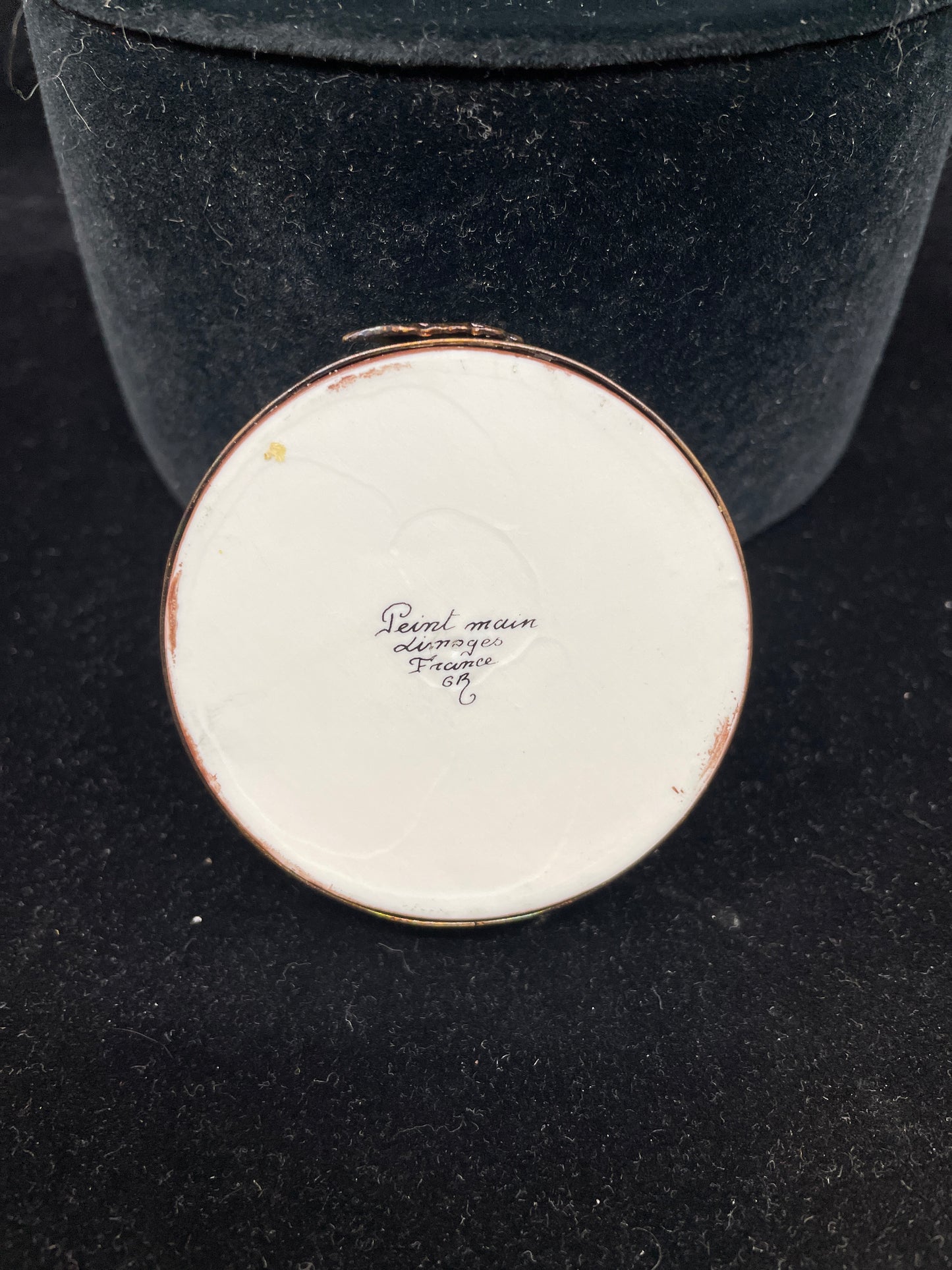 Limoges Cheese Dome with Etched Glass Lid Trinket Box (03002B)