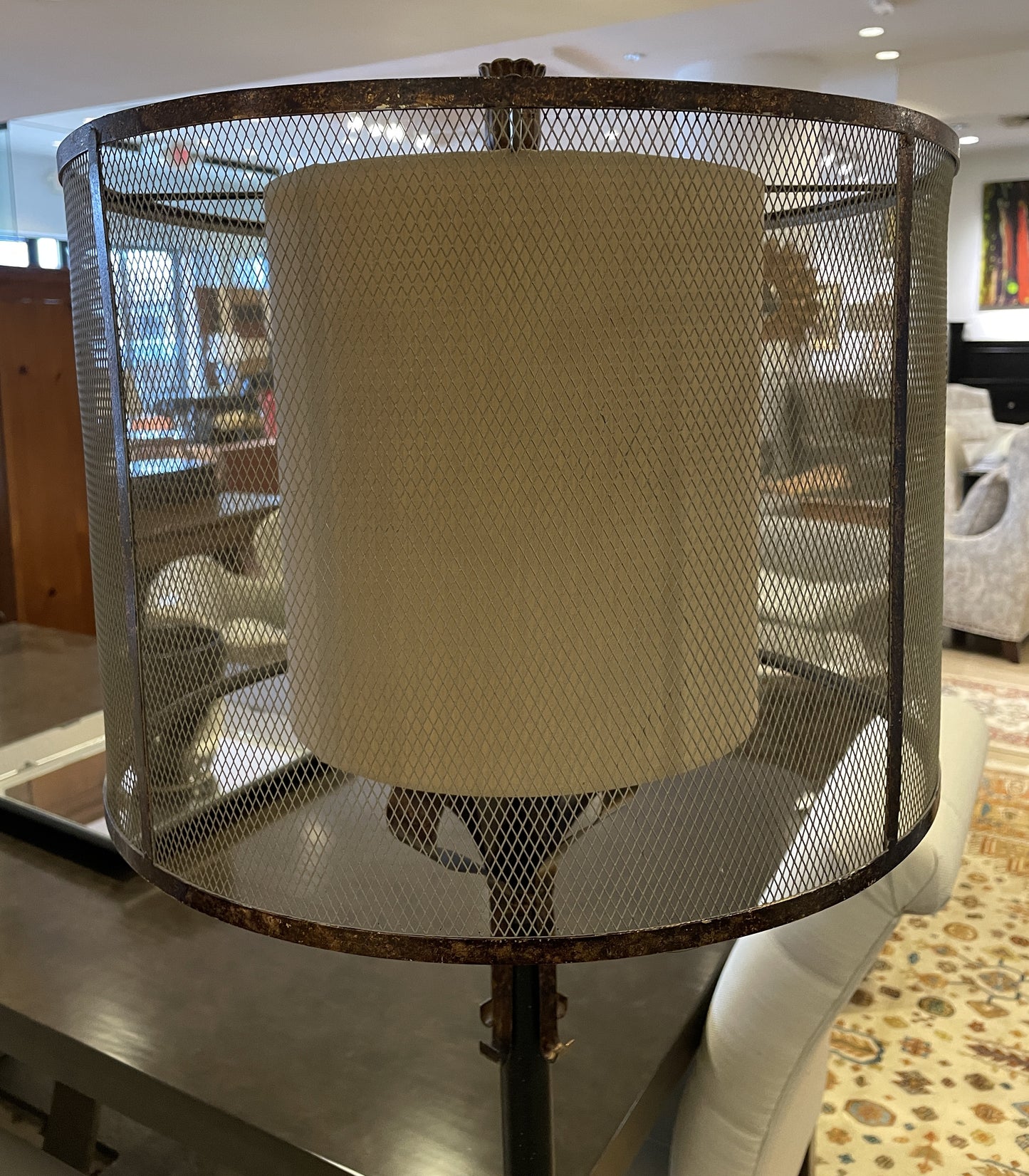 Iron Floor Lamp with Mesh Shade (0L700C)