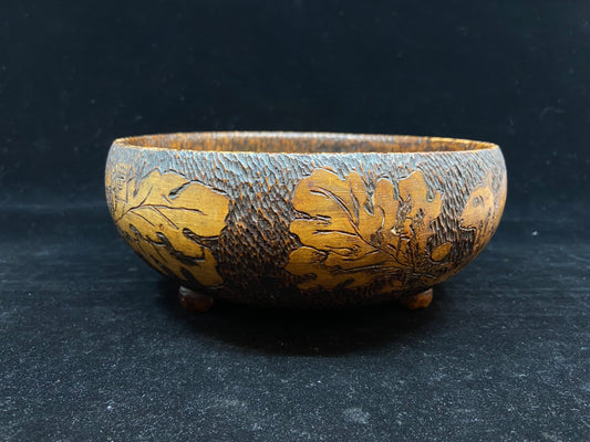 Pyrographic Wood Nut Bowl (27688)