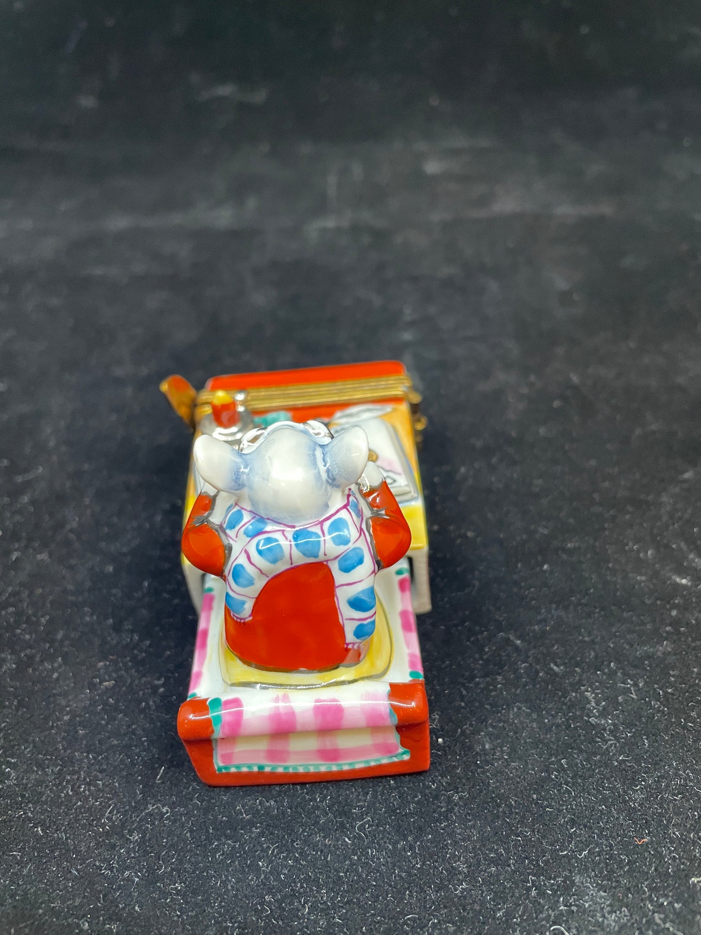 Limoges Reading Mouse Match Safe Trinket Box (03002E)