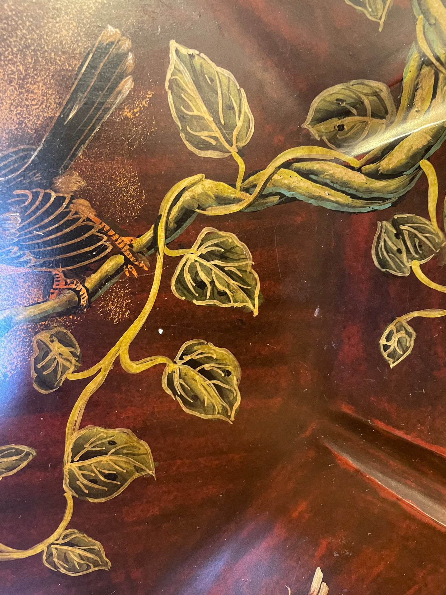 Chinoiserie style tray with birds, AS IS (0HE001)