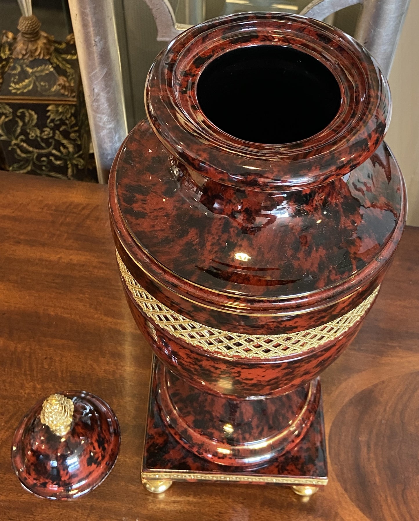 Pair of Jean Roger Porcelain Oxblood Urns (GBZJXP)
