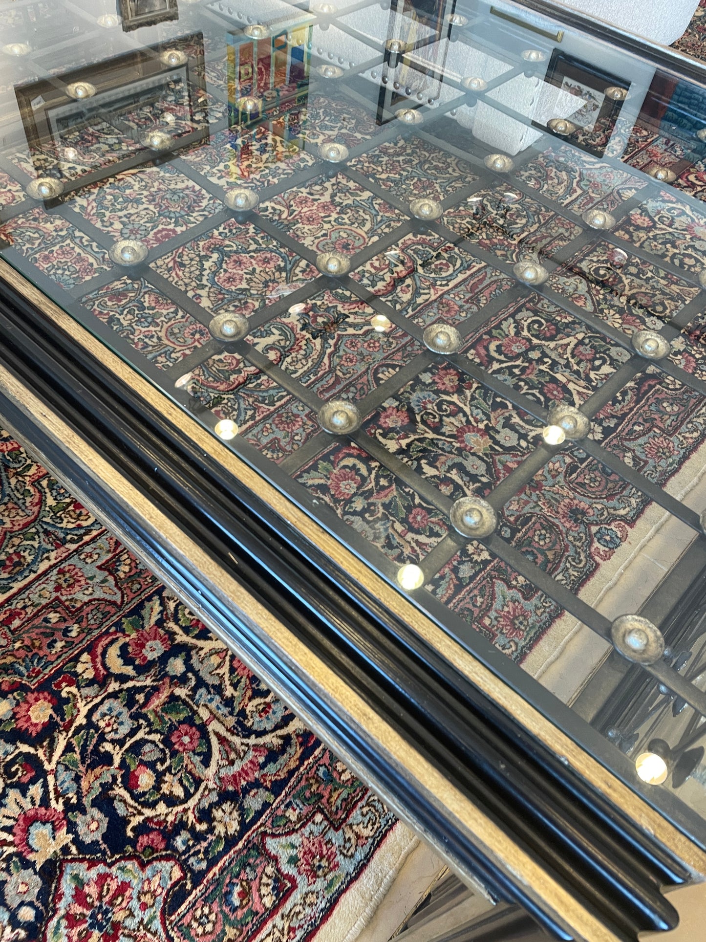 Marge Carson Glass and Metal Parsons Coffee Table (Two Available) (0D5001)