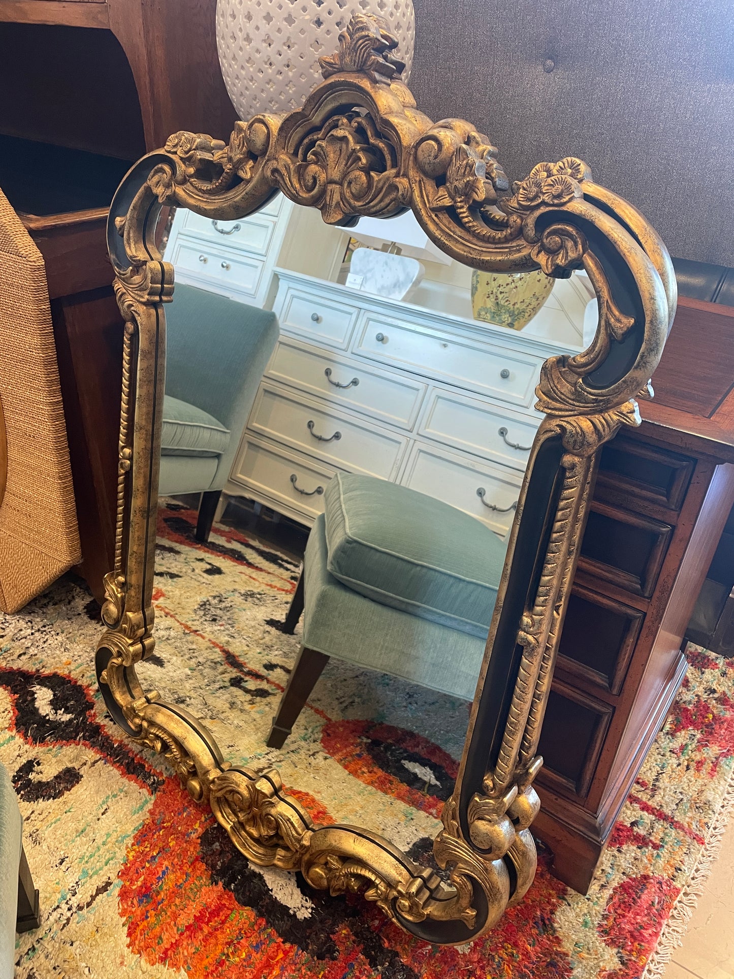 Linly Designs Gold Mirror with Black Accents