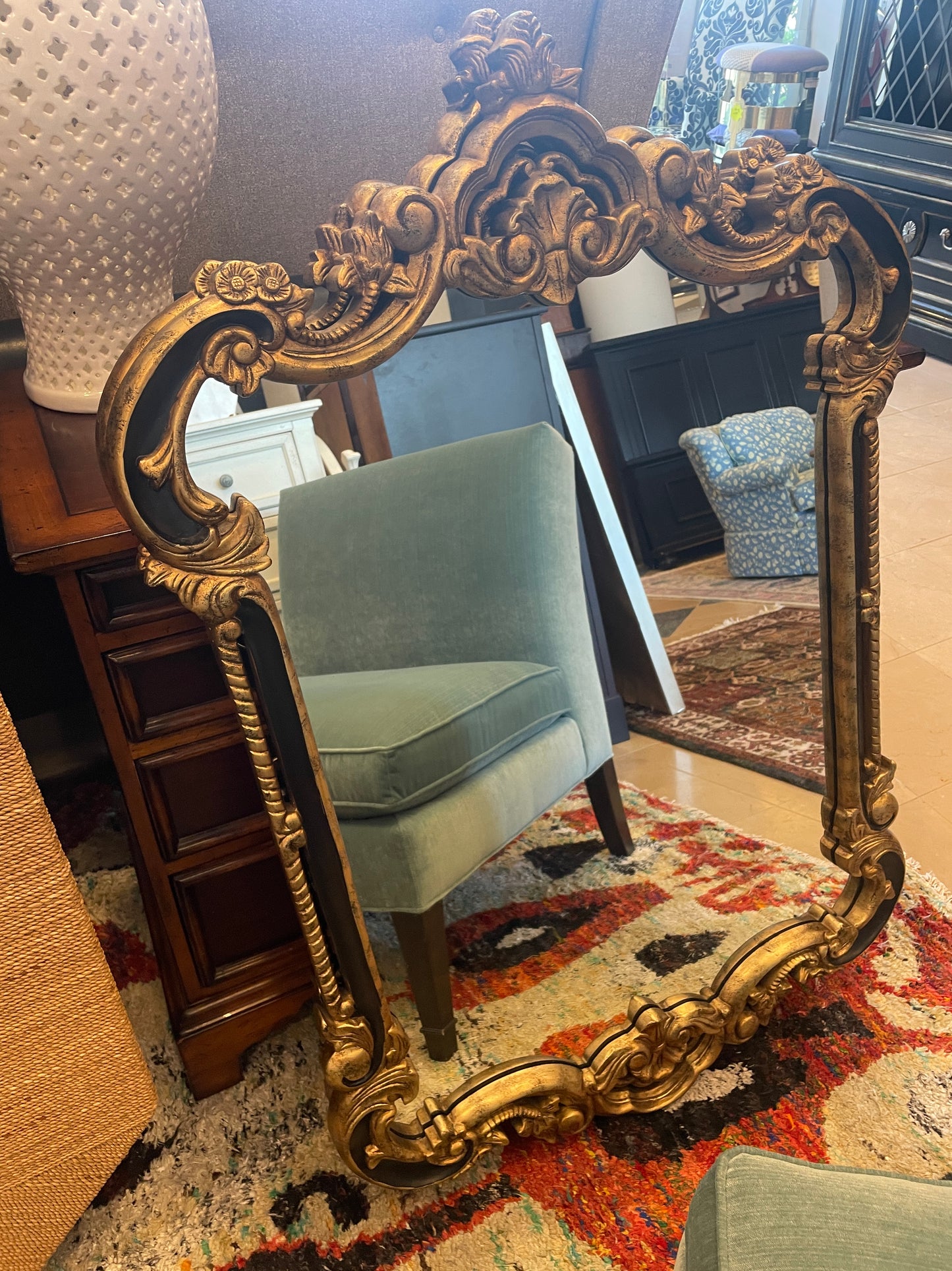 Linly Designs Gold Mirror with Black Accents