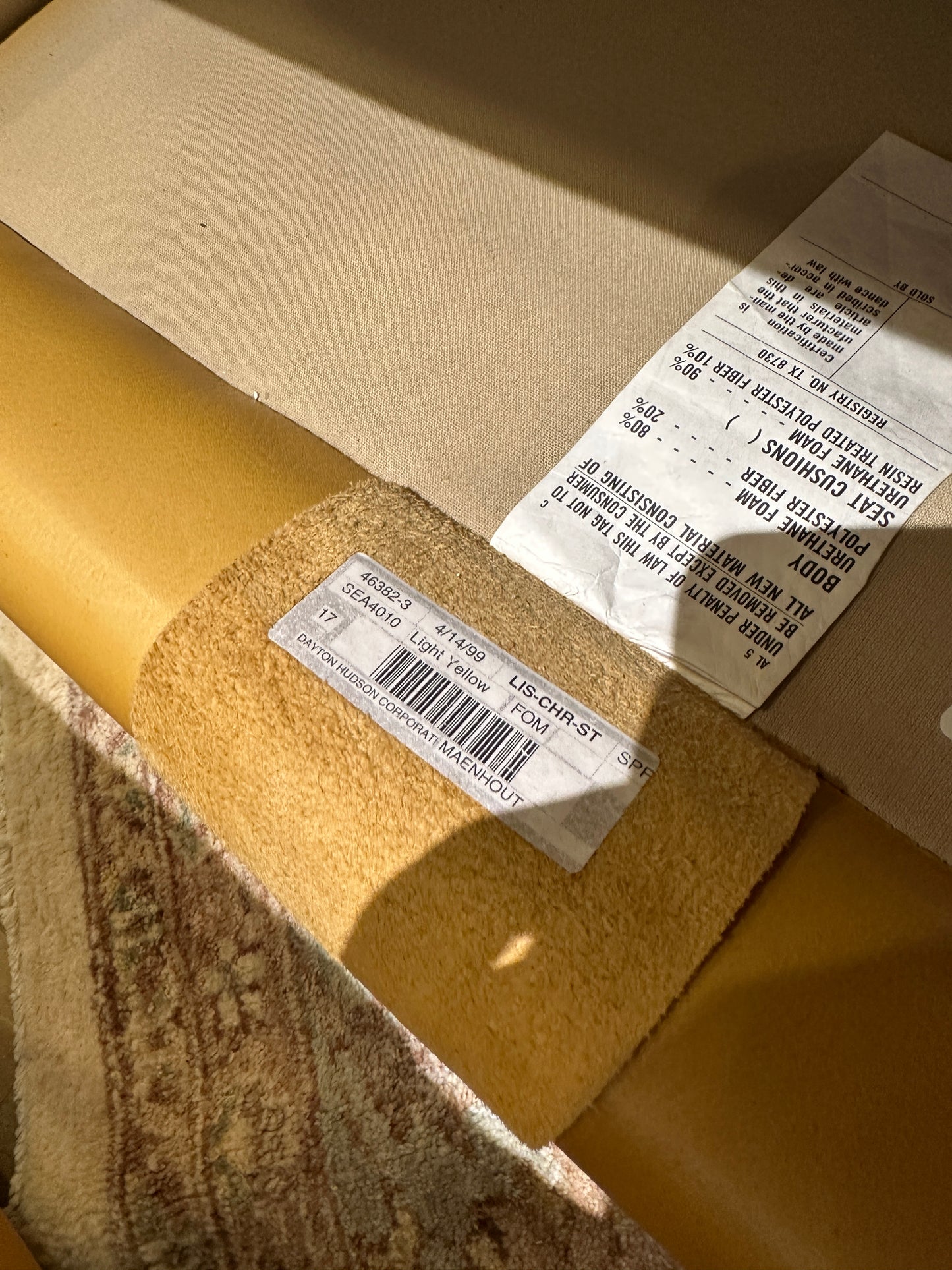 Dayton Hudson Yellow Leather Upholstered chair and ottoman (0BL00B)