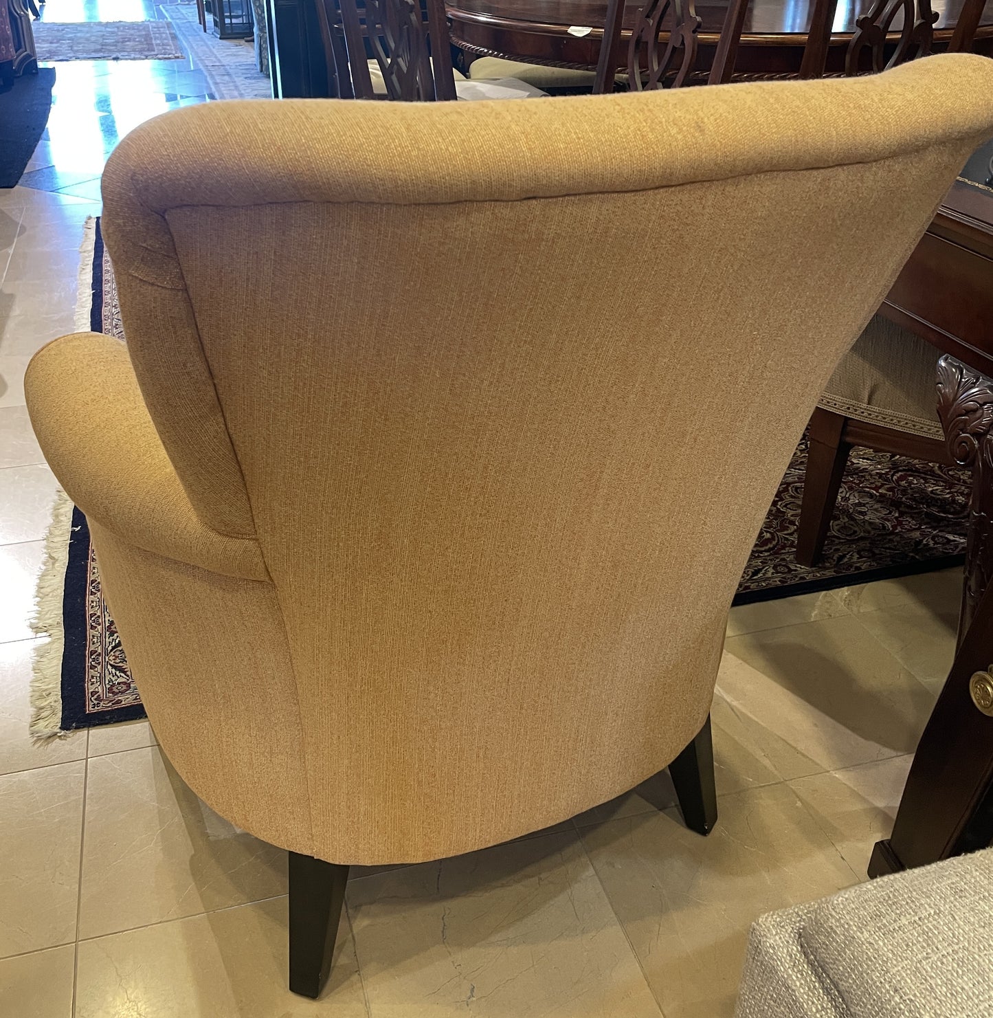 Tufted Back Occasional Chair in Marigold Upholstery