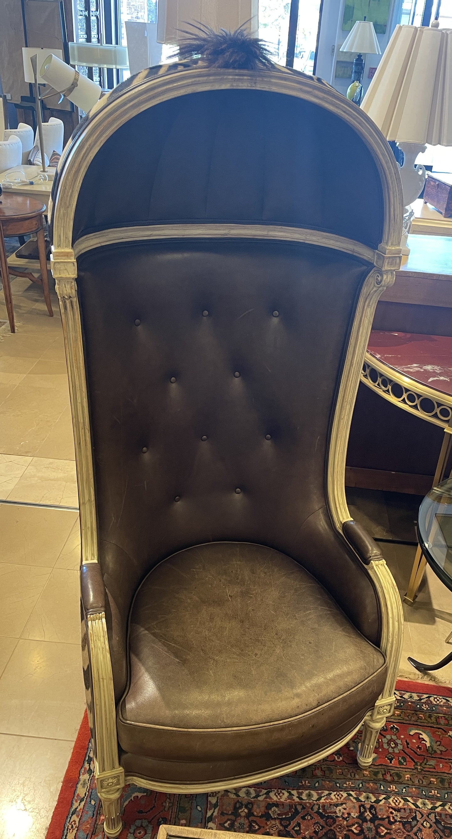 Interior Crafts Zebra Hide and Leather Porter Chair (Balloon Chair) (0HI001)