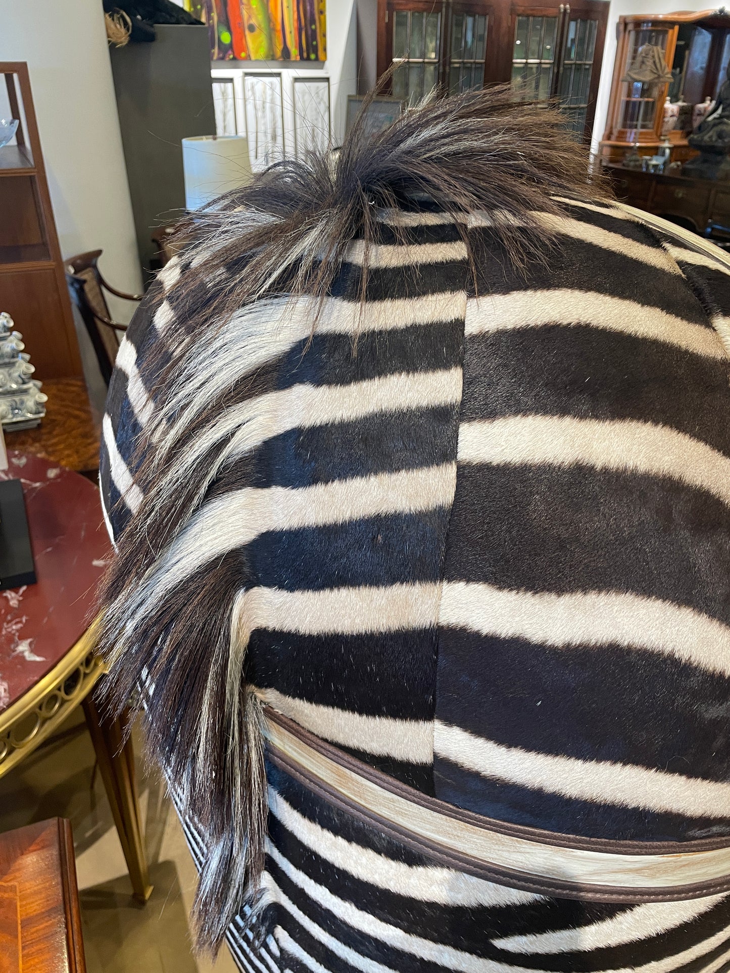 Interior Crafts Zebra Hide and Leather Porter Chair (Balloon Chair) (0HI001)