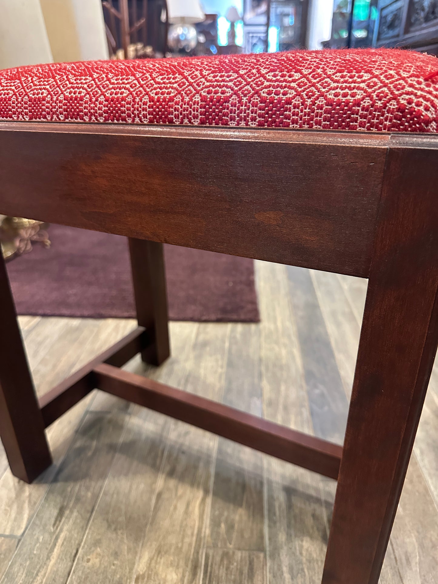 Antique Footstool, Reupholstered (red) (0C400S)