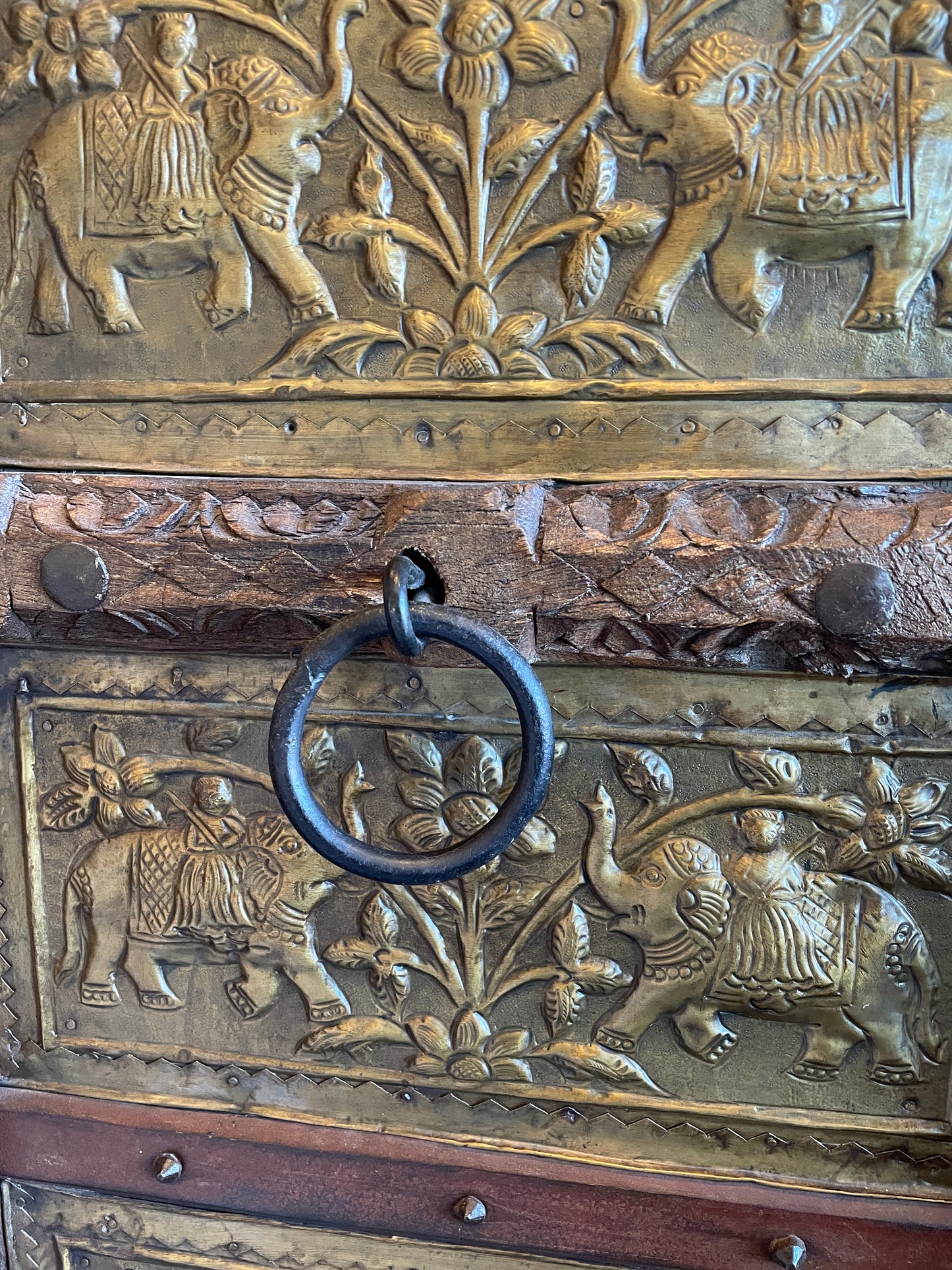 Antique Indian Brass Entry Door Pantry/Cabinet AS IS (0HI002)