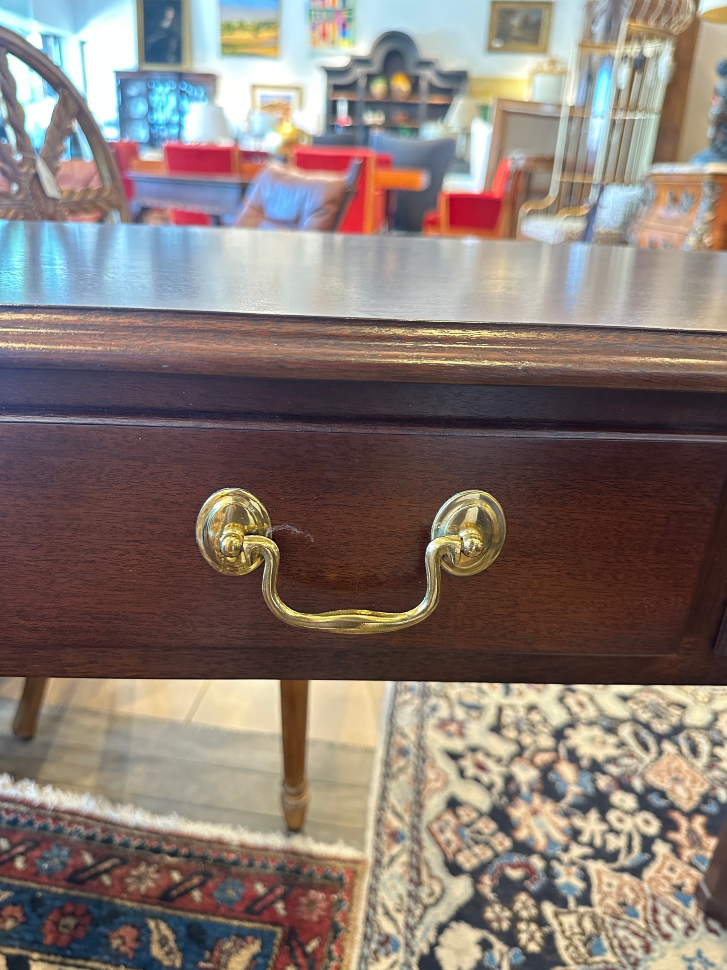 Three Drawer Mahogany Console Table, Unmarked (0C402K)
