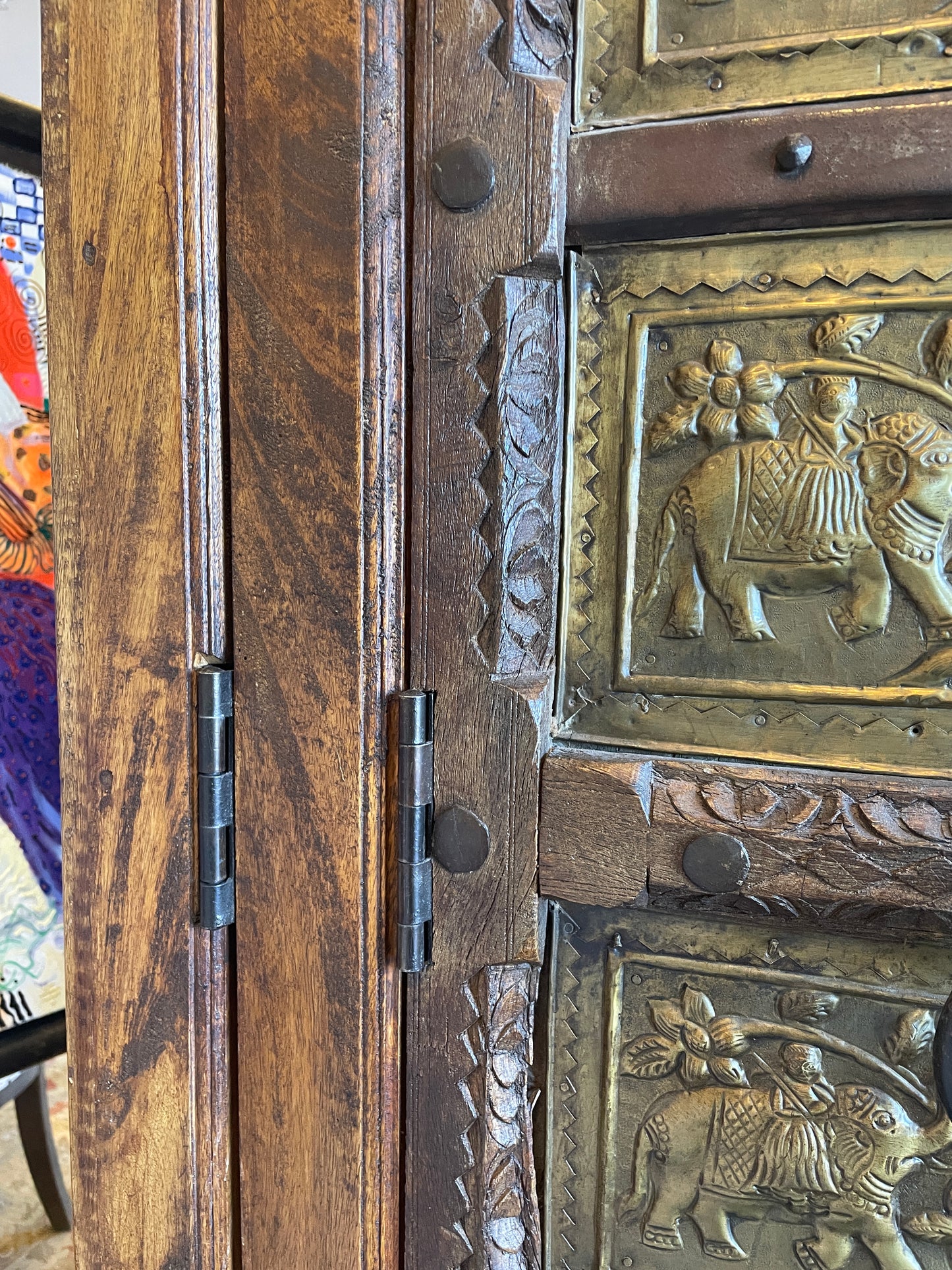 Antique Indian Brass Entry Door Pantry/Cabinet AS IS (0HI002)