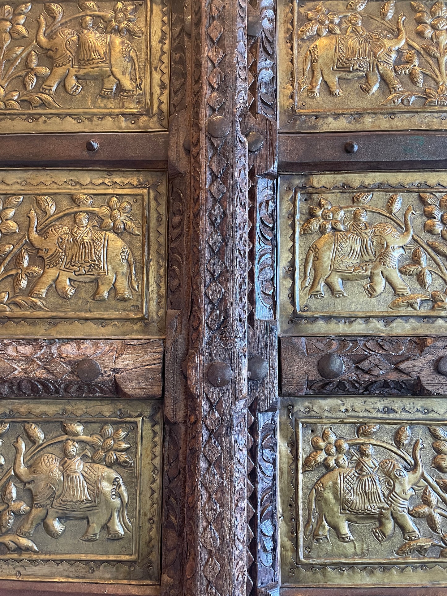 Antique Indian Brass Entry Door Pantry/Cabinet AS IS (0HI002)