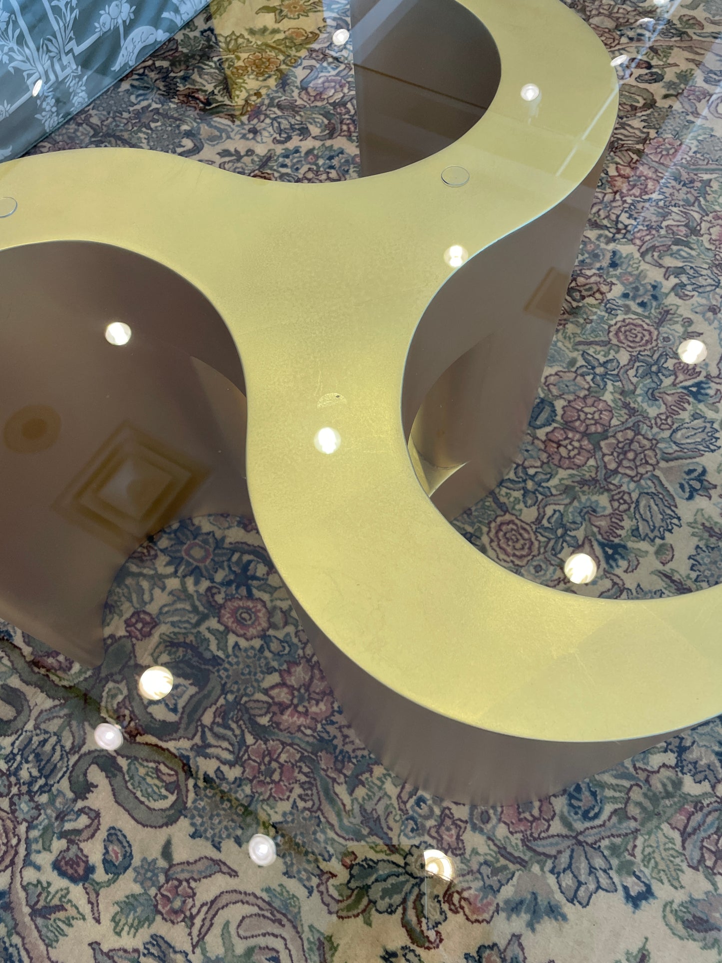 Interior Crafts 0609 Gilt Coffee Table with Glass Top (0KP018)