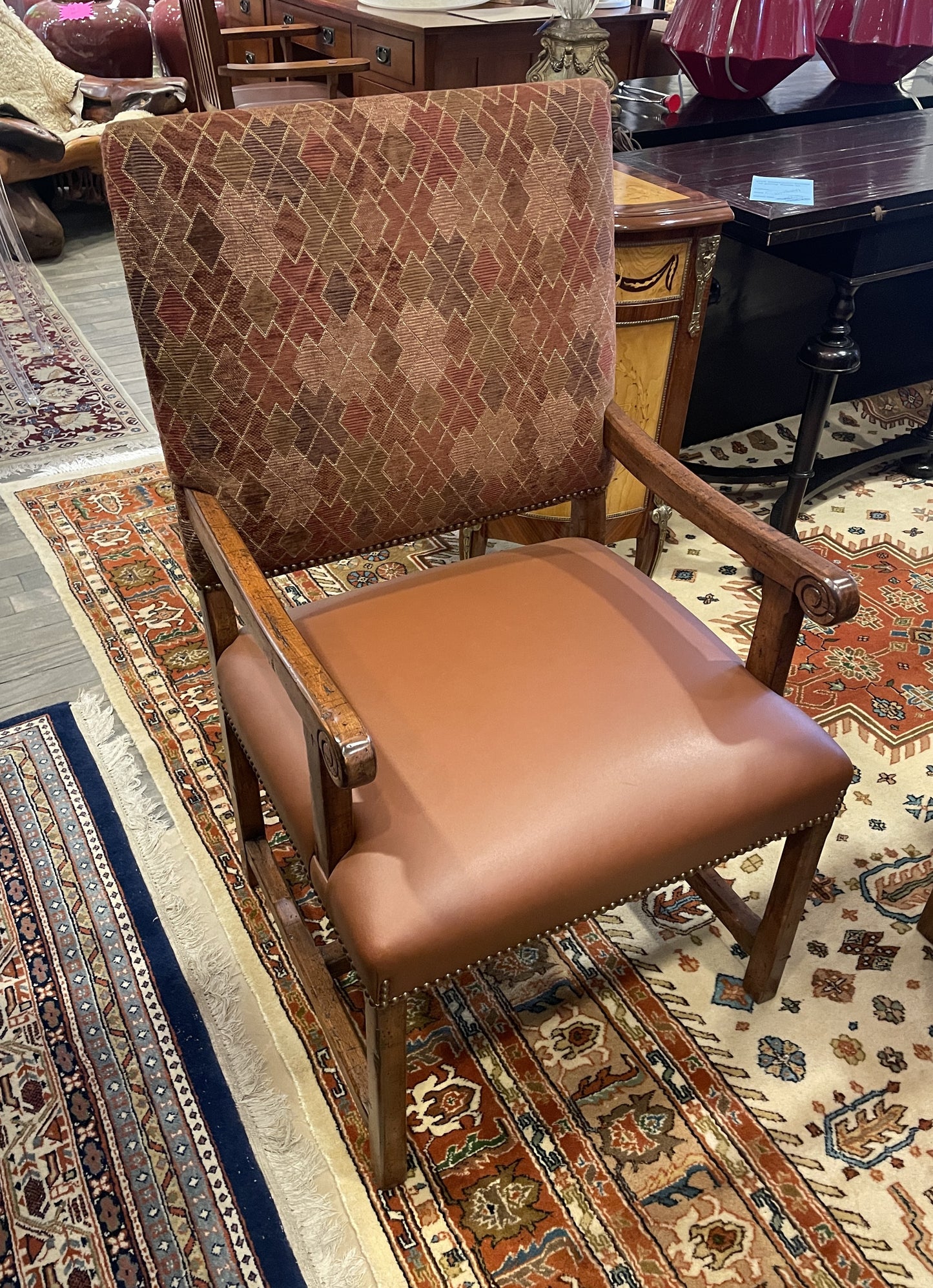 Custom Hacienda Style Dining chairs with leather seat, set of 8 (0ED004)