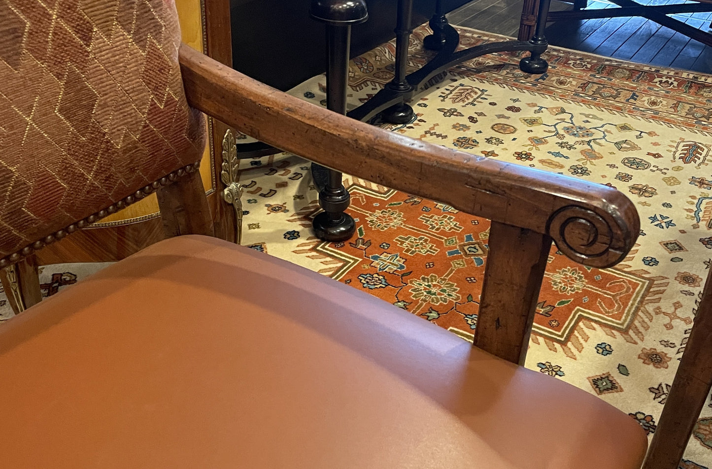 Custom Hacienda Style Dining chairs with leather seat, set of 8 (0ED004)